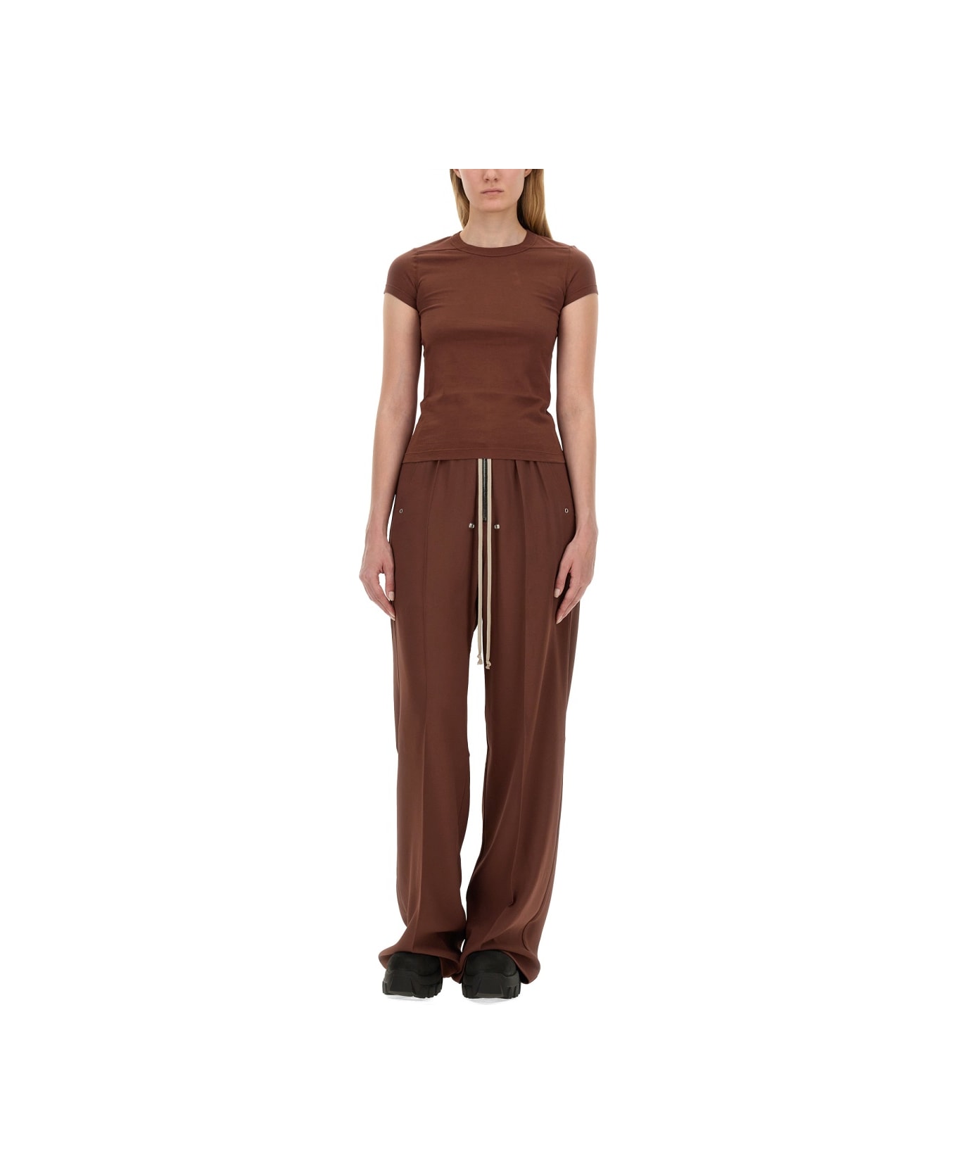 Rick Owens Wide Leg Pants - BROWN