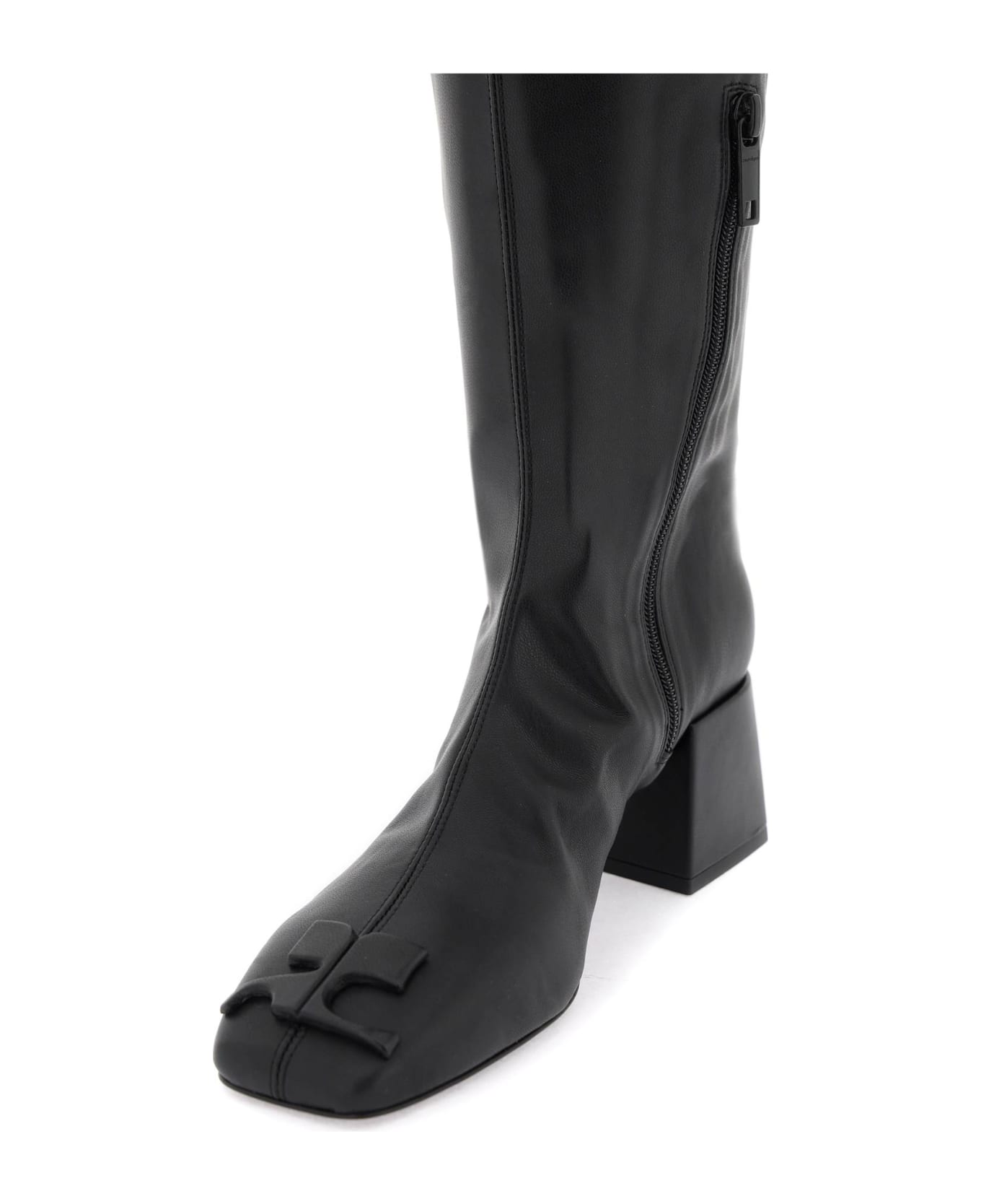 Courrèges Faux Leather High Boots - BLACK (Black)
