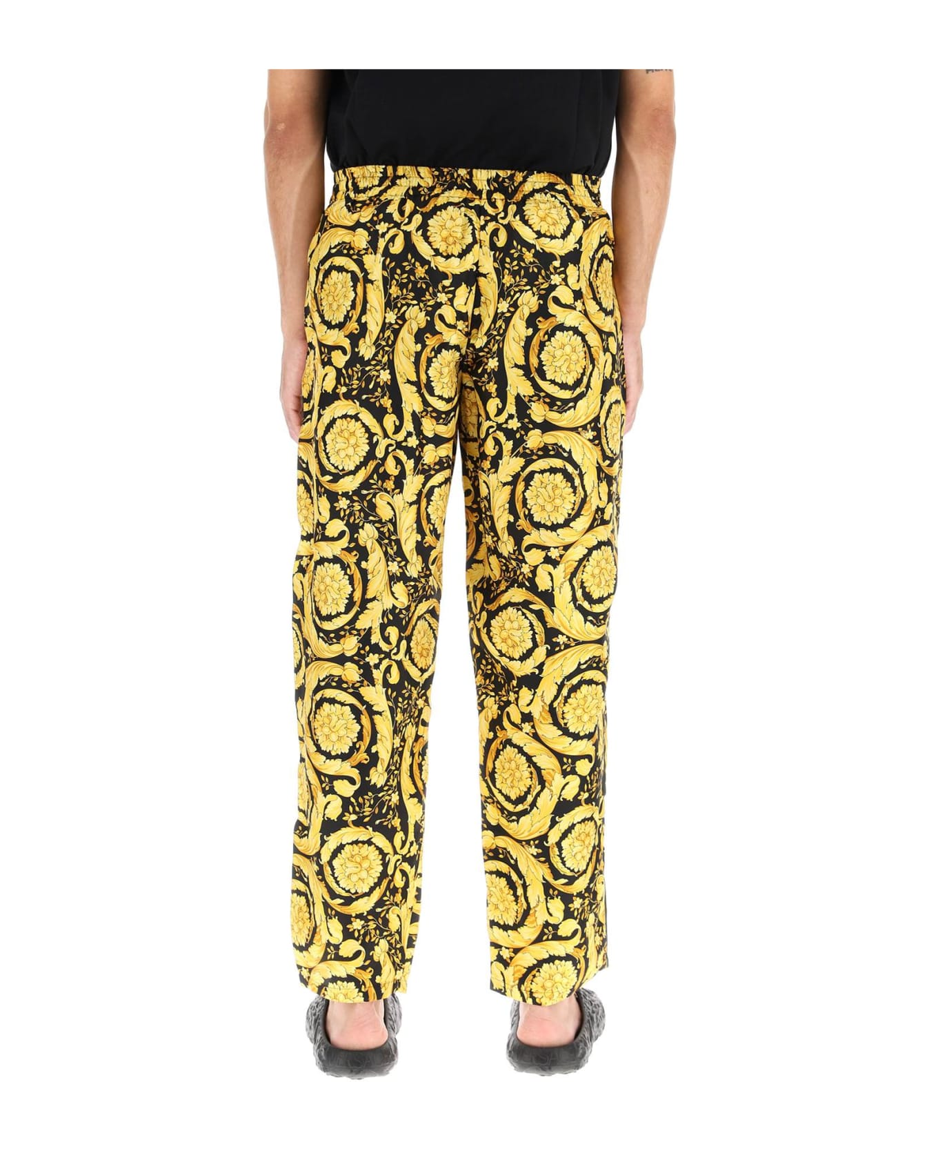 Versace Crop Printed Trousers - NERO ORO (Gold)