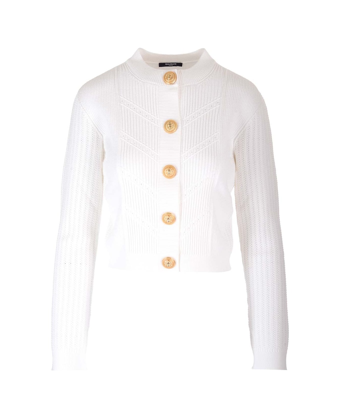 Balmain Short Knitted Cardigan - White