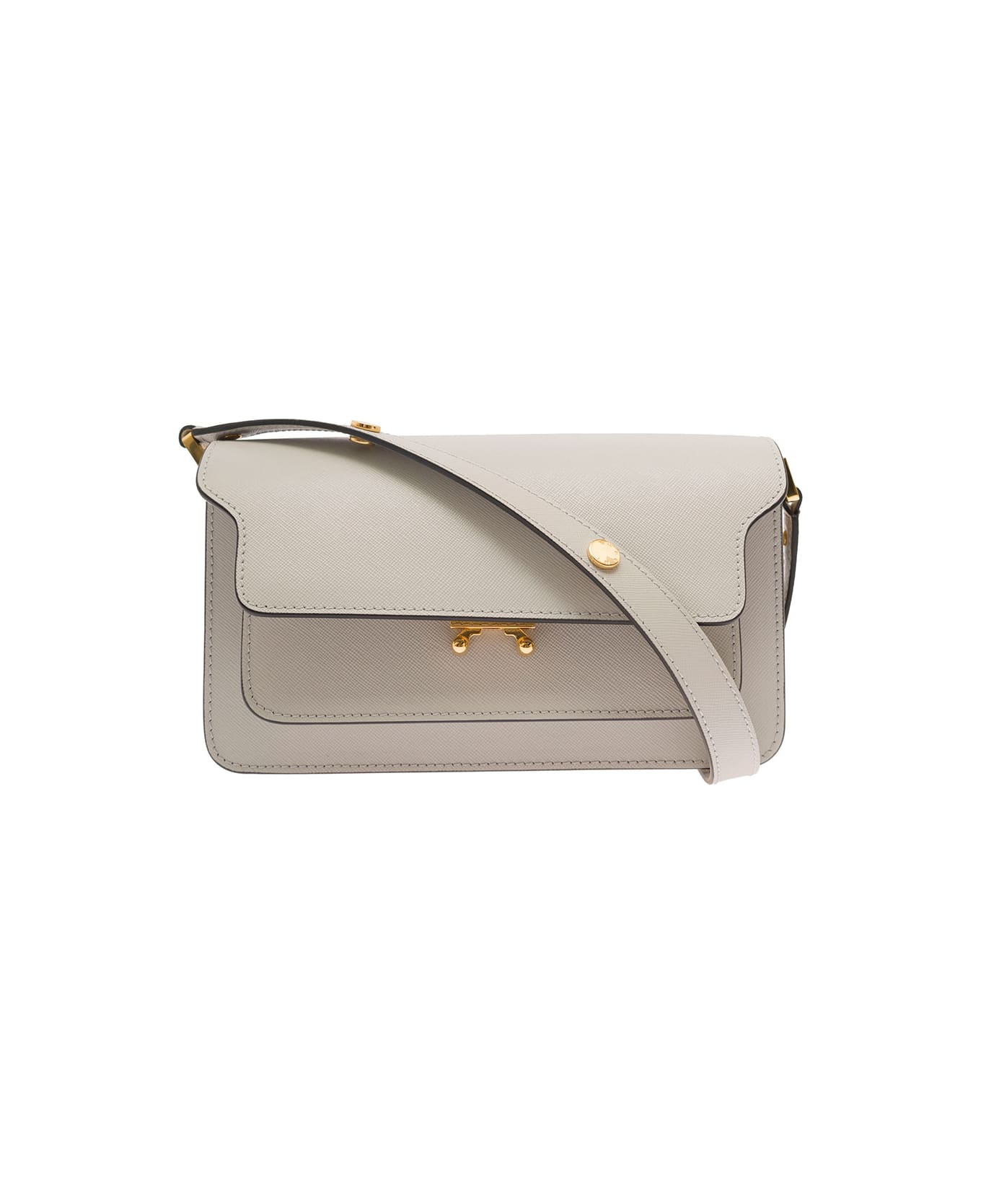 Marni 'trunk' White Shoulder Bag With Push-lock Fastening In Leather Woman - White ショルダーバッグ