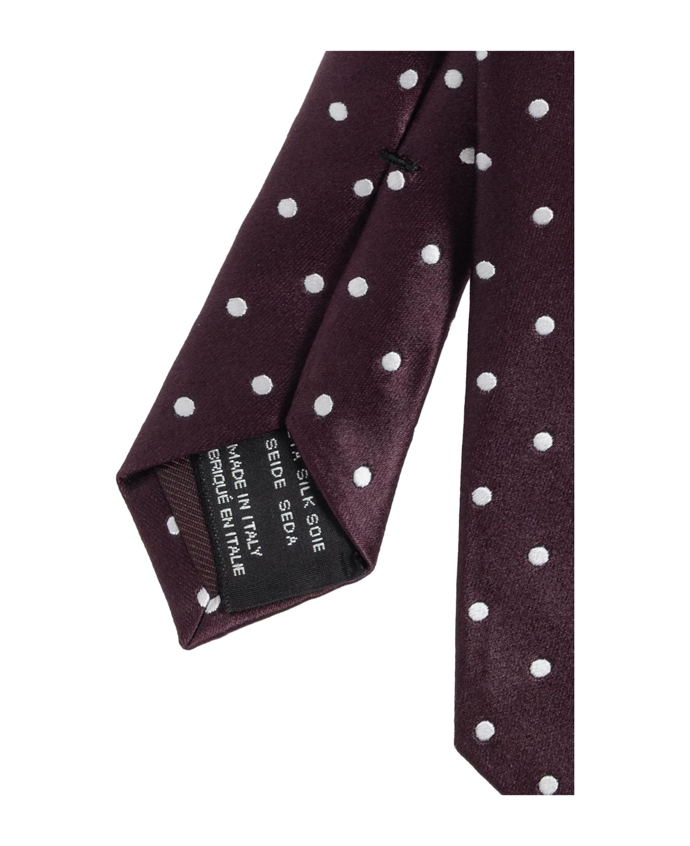 Tom Ford Silk Tie With Polka Dot Pattern - BORDEAUX