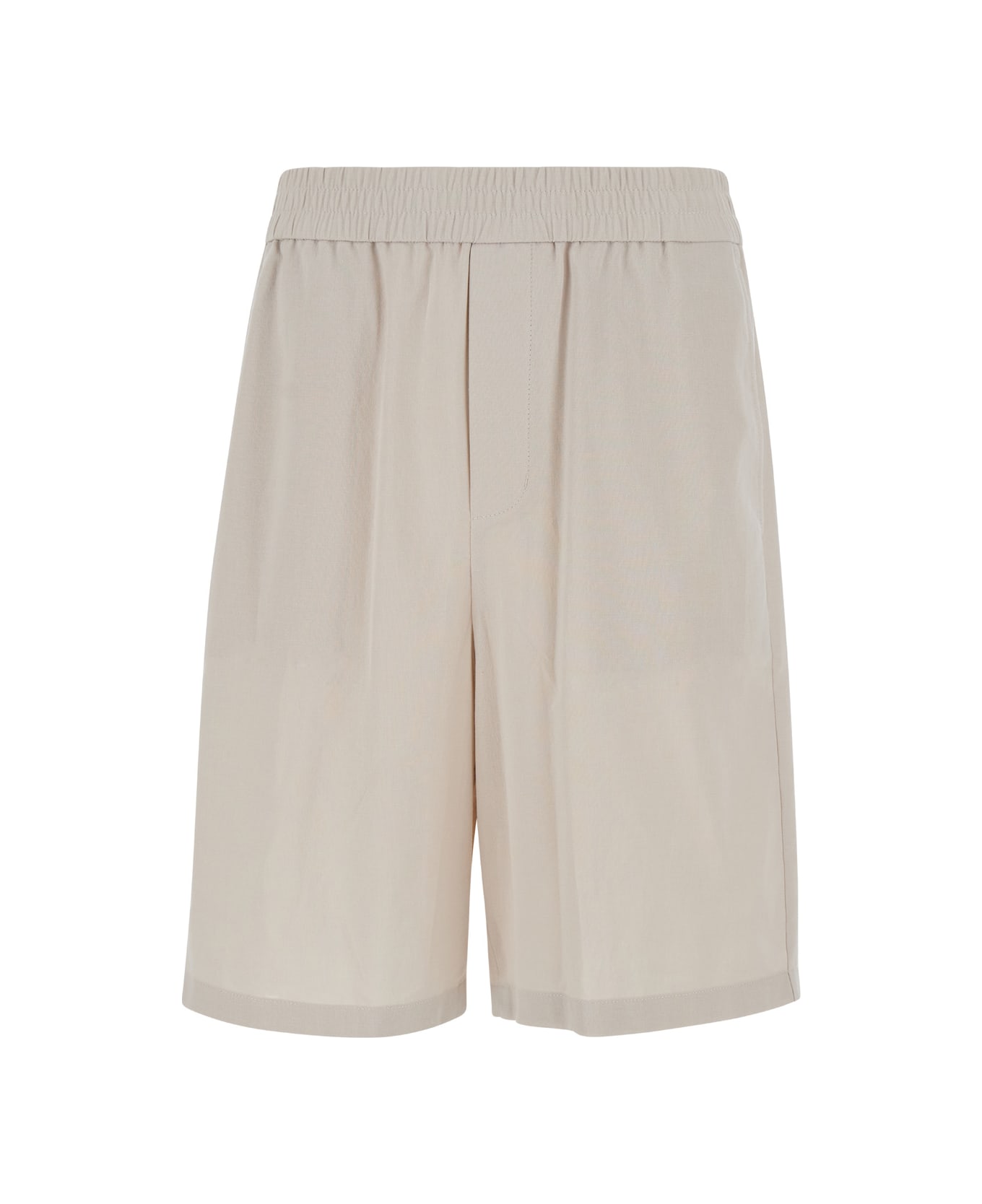 Ami Alexandre Mattiussi Beige Elastic Bermuda Shorts In Cotton Man - Beige