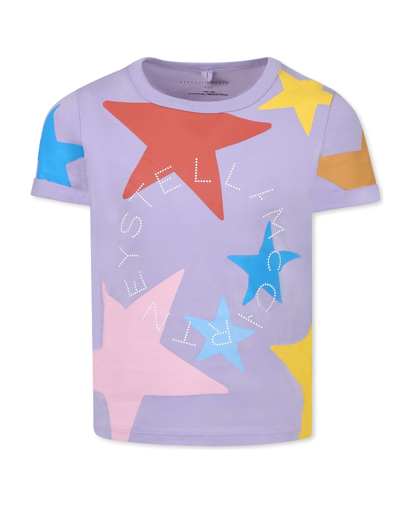 Stella McCartney Kids Purple T-shirt For Girl With Stars - Violet