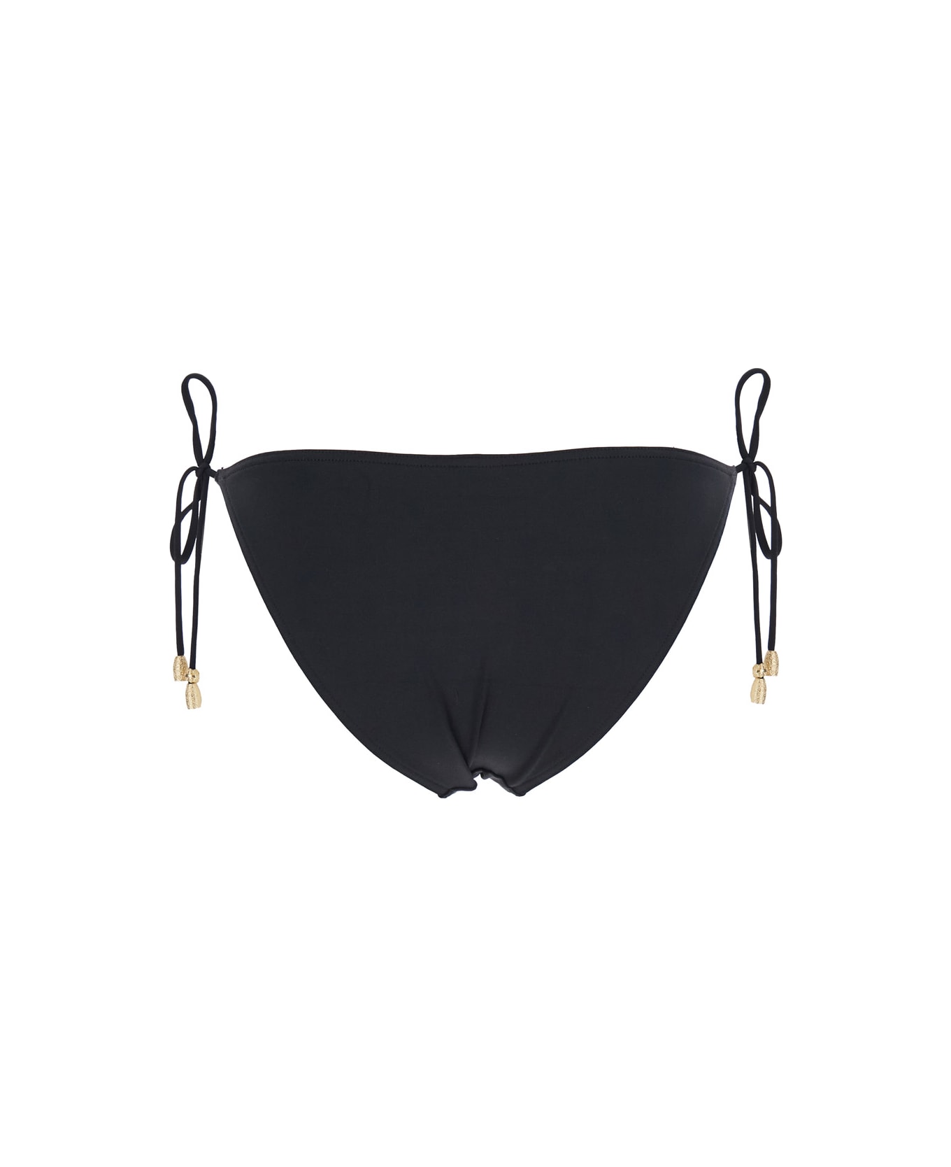 Eres 
exquise
 Black Bikini Bottoms With Beaded Embellishments And Adjustable Tie Closure In Tech Fabric Stretch Woman - Black