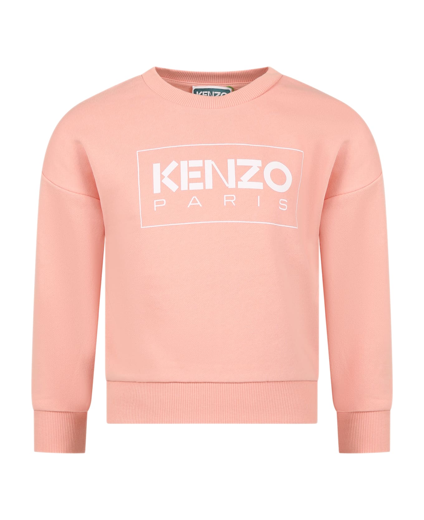 Kenzo Kids Pink Sweathshirt For Girl With Logo - Pink ニットウェア＆スウェットシャツ