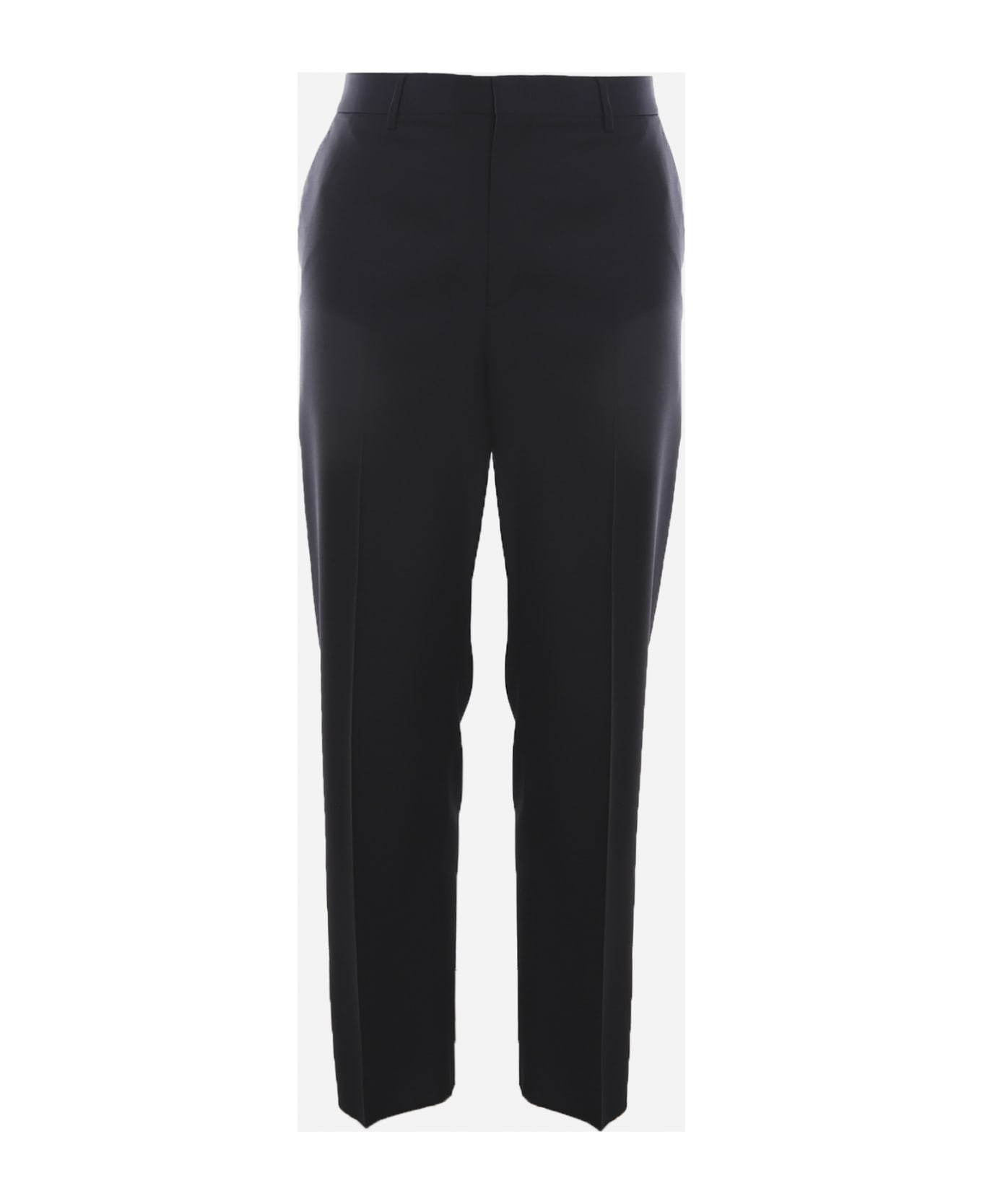 Valentino Garavani Basic Trousers Made Of Wool And Mohair - Navy