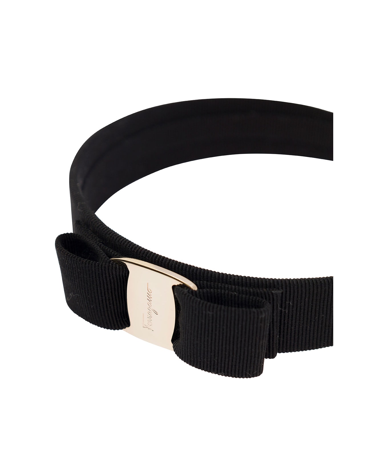 Ferragamo Black Headband With Bow Detail In Cotton Blend Woman - Black