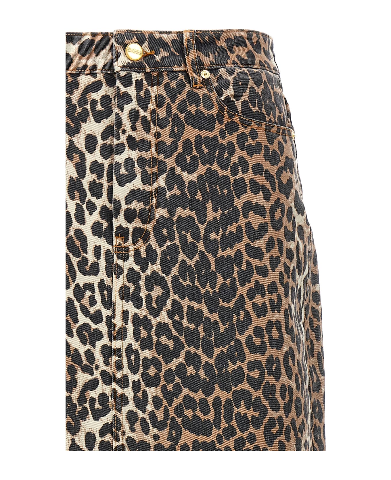 Ganni Animal Print Long Skirt - leopard