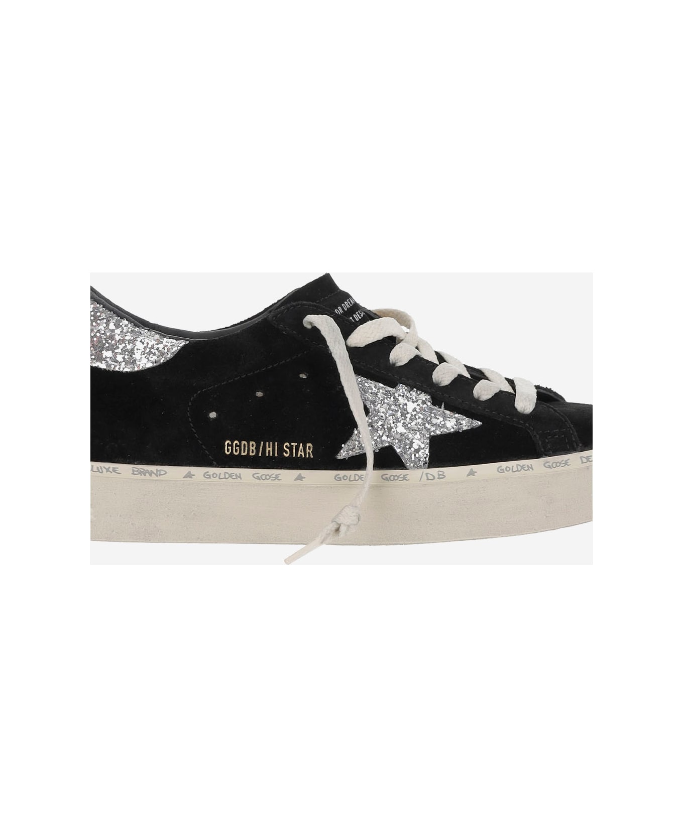 Golden Goose Black Leather Hi Star Sneakers - Red
