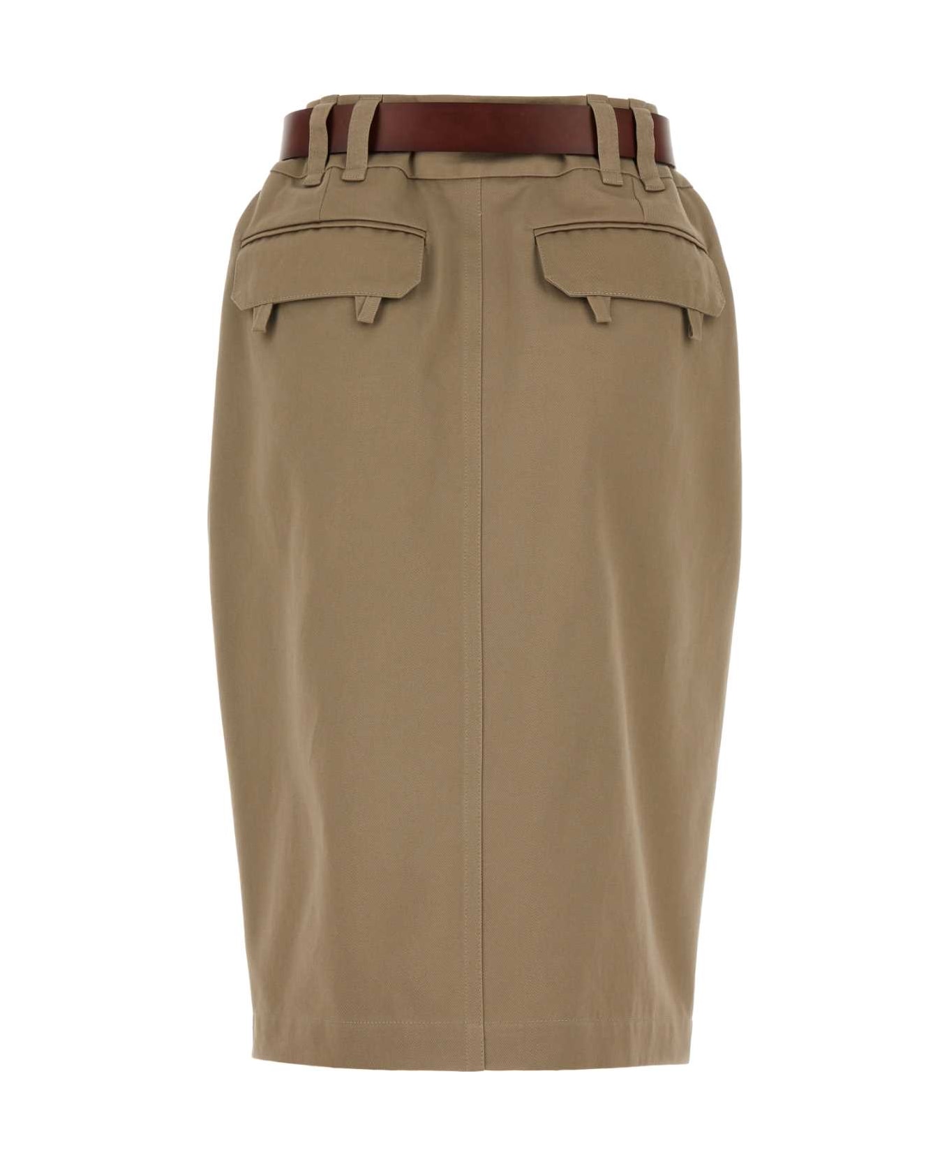 Saint Laurent Cappuccino Gabardine Skirt - MASTIC