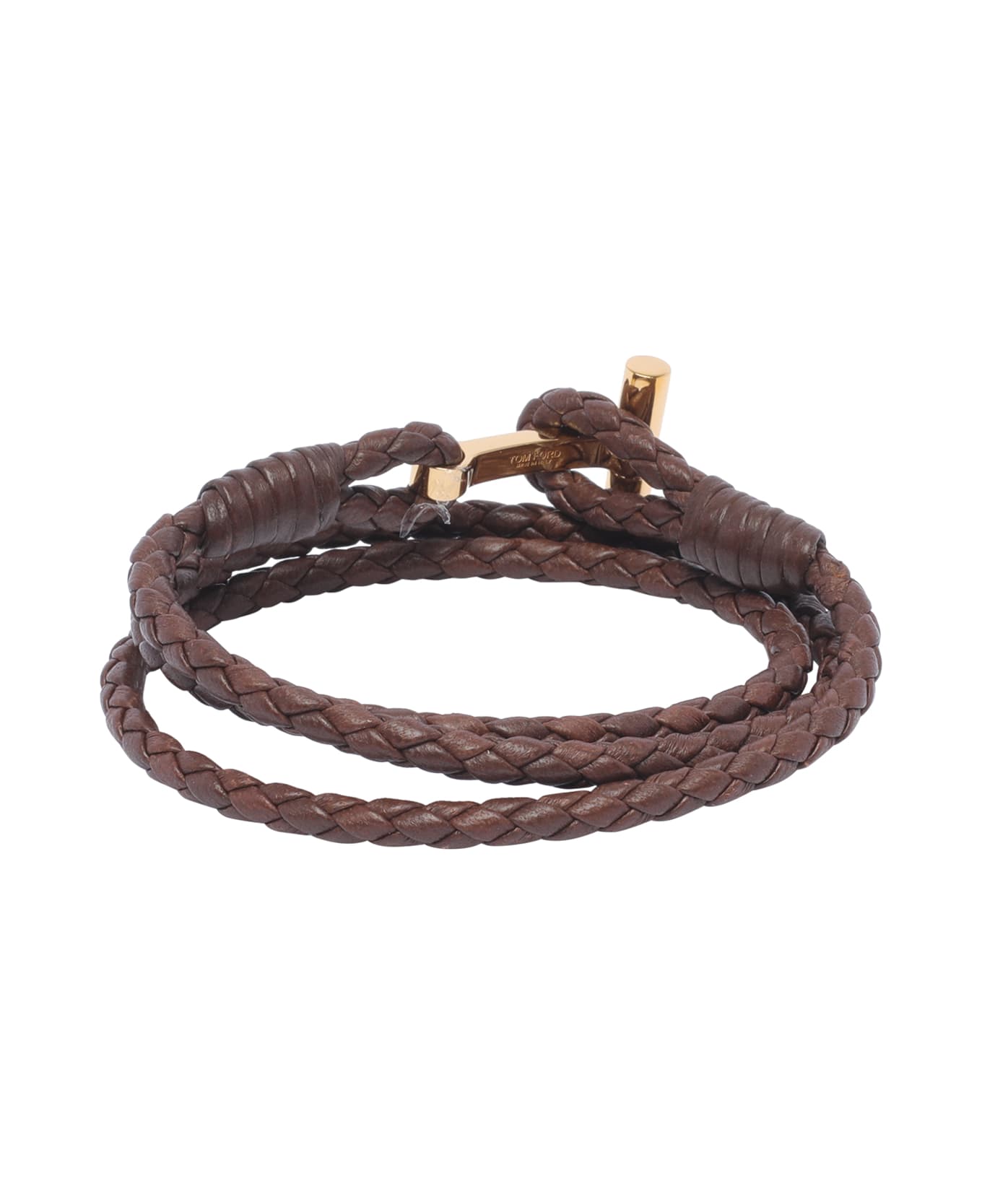 Tom Ford Leather T Bracelet - DARK BROWN