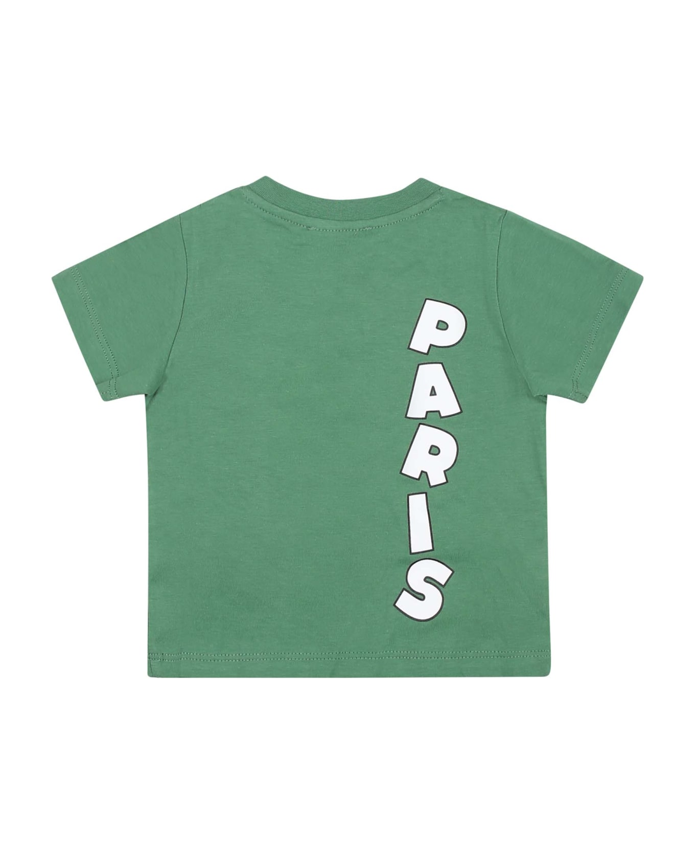 Kenzo Kids Green T-shirt For Baby Boy With Logo - Green Tシャツ＆ポロシャツ