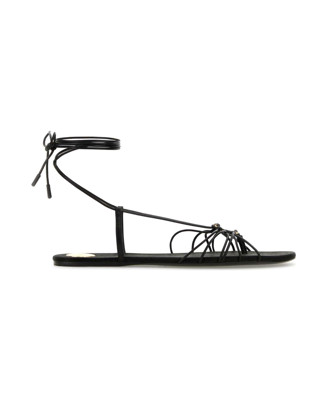 Saint Laurent Black Leather Babylone Sandals - NERONERO