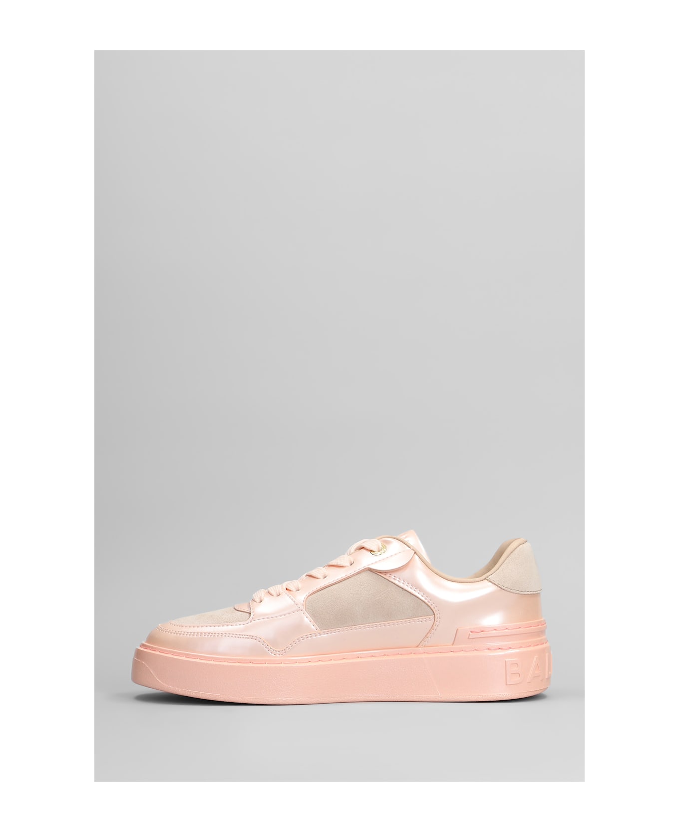 Balmain B Court Sneakers In Rose-pink Suede And Leather - rose-pink