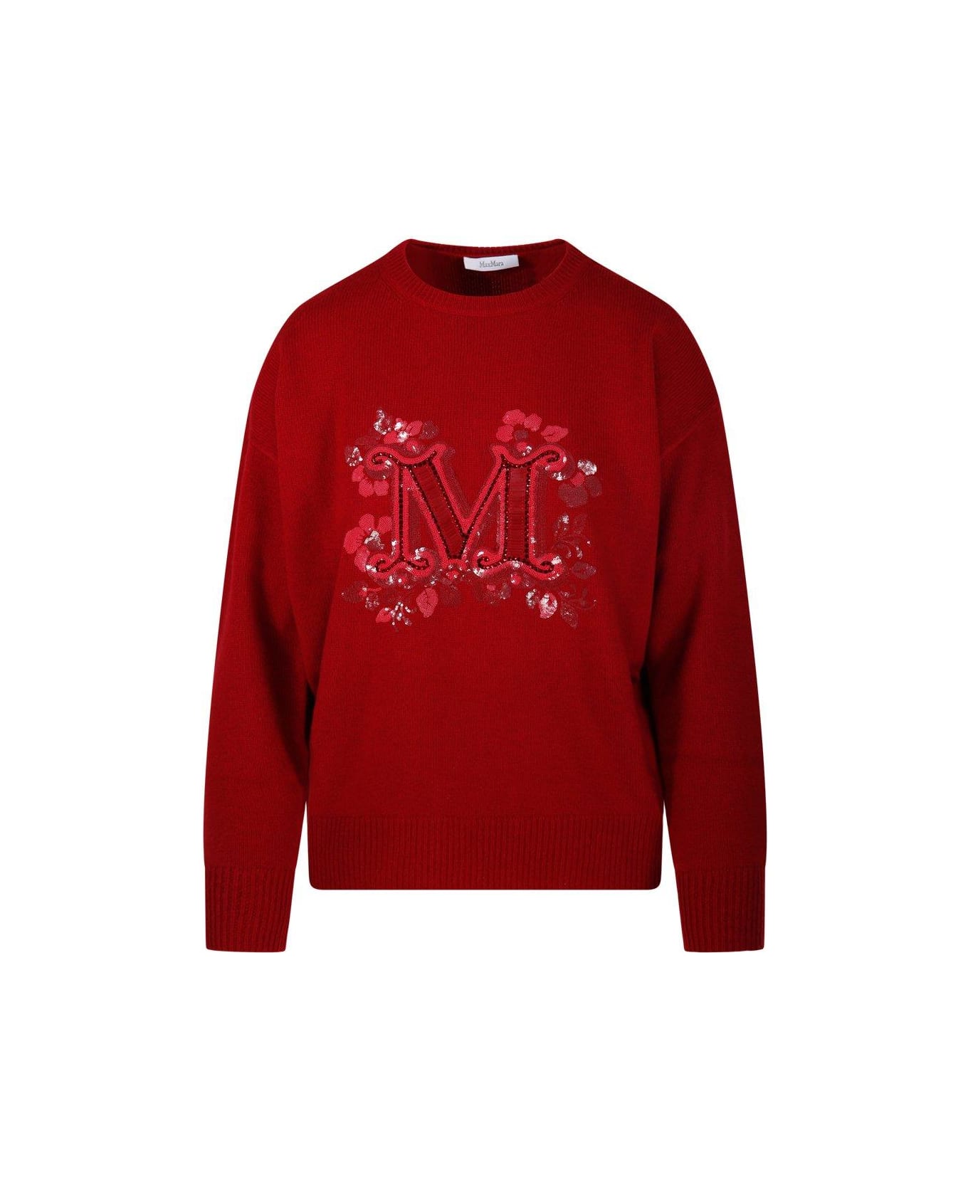 Max Mara Logo Embellished Crewneck Jumper - Red