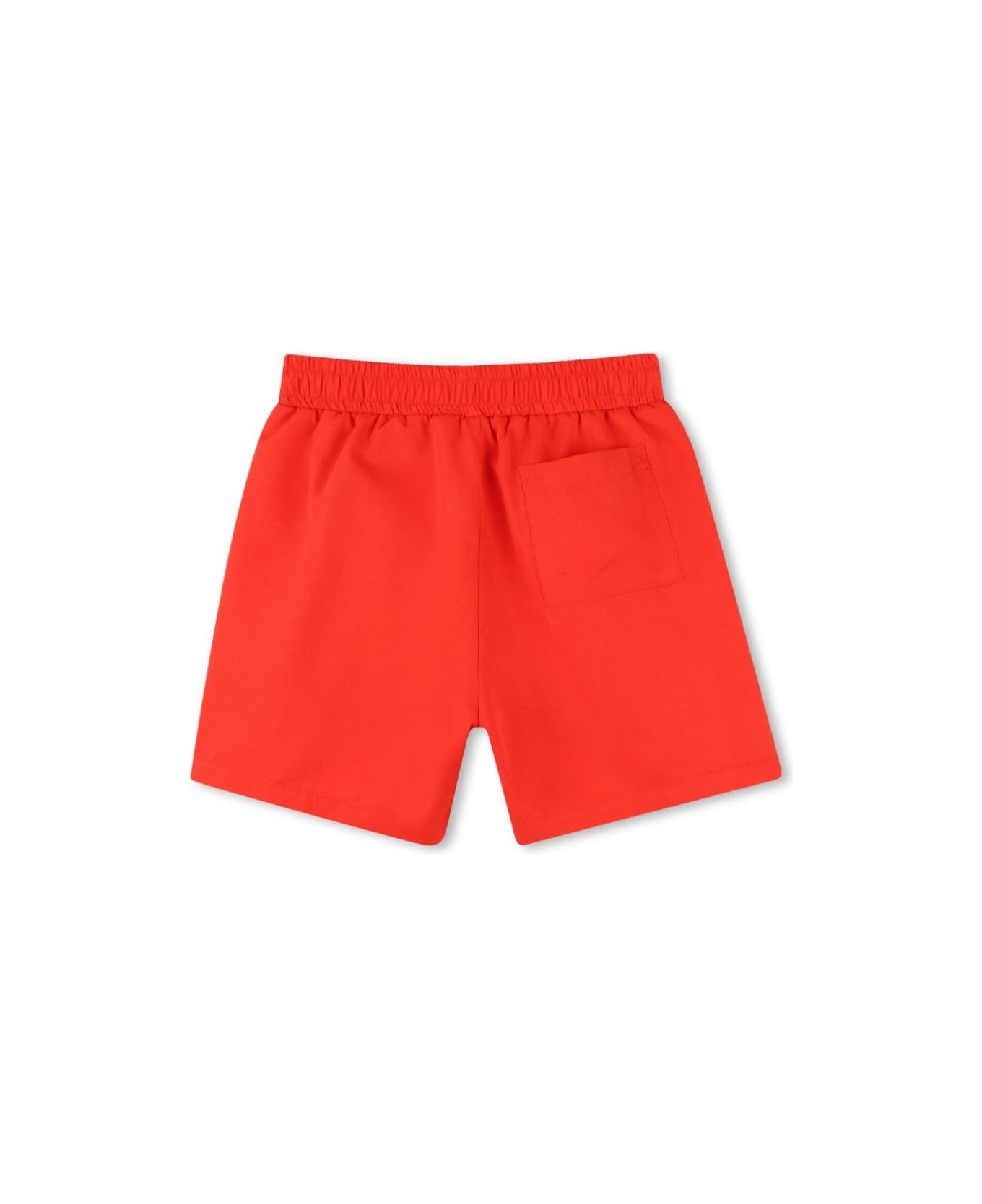 Kenzo Kids Red Shorts With Elastic Drawstring Waist And Logo Print On The Front In Tech Fabric Boy - Red