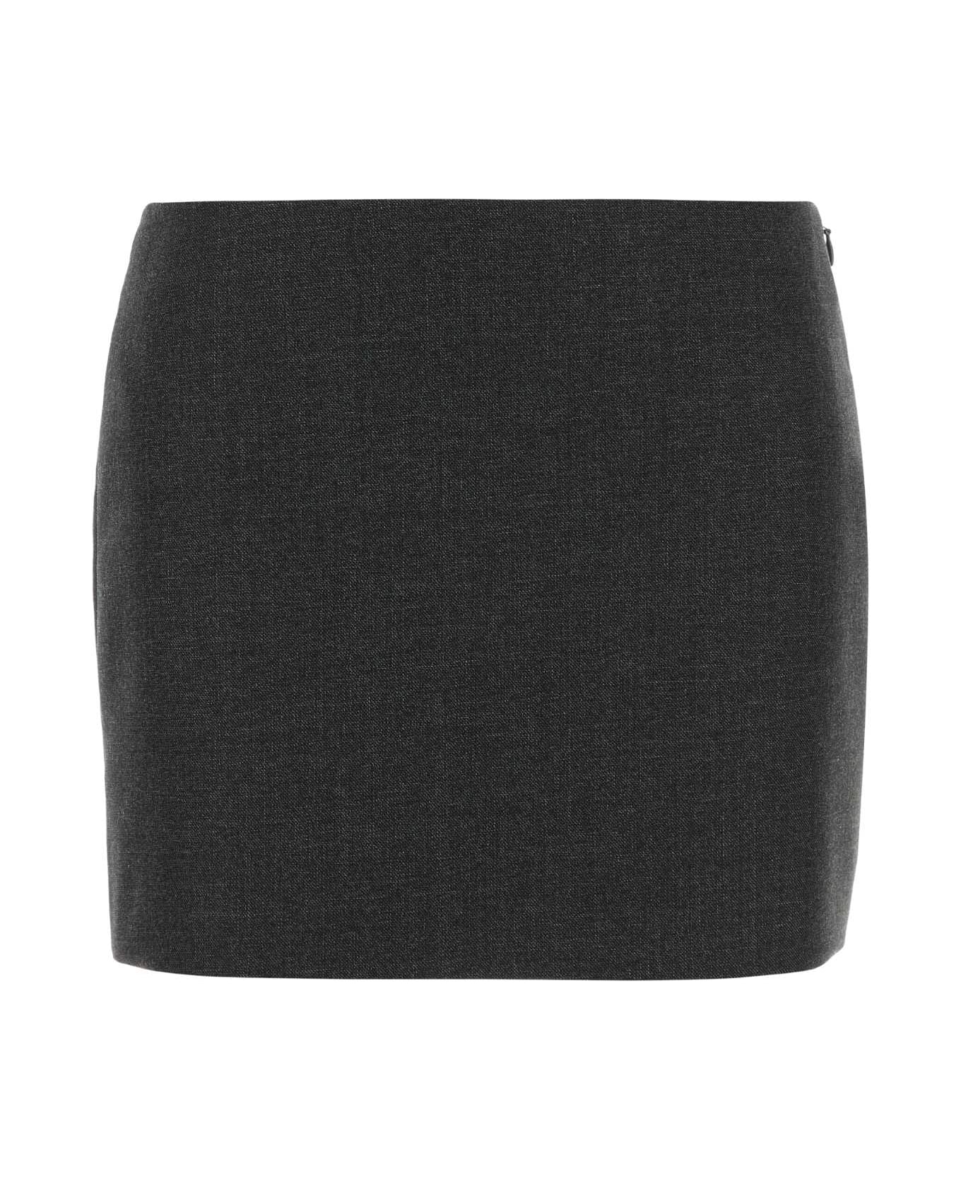 Givenchy Charcoal Wool Mini Skirt - GREYMIX