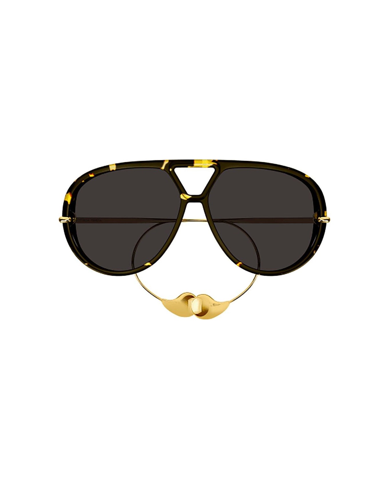 Bottega Veneta Eyewear Pilot Frame Sunglasses - HAVANA-GOLD-GREY