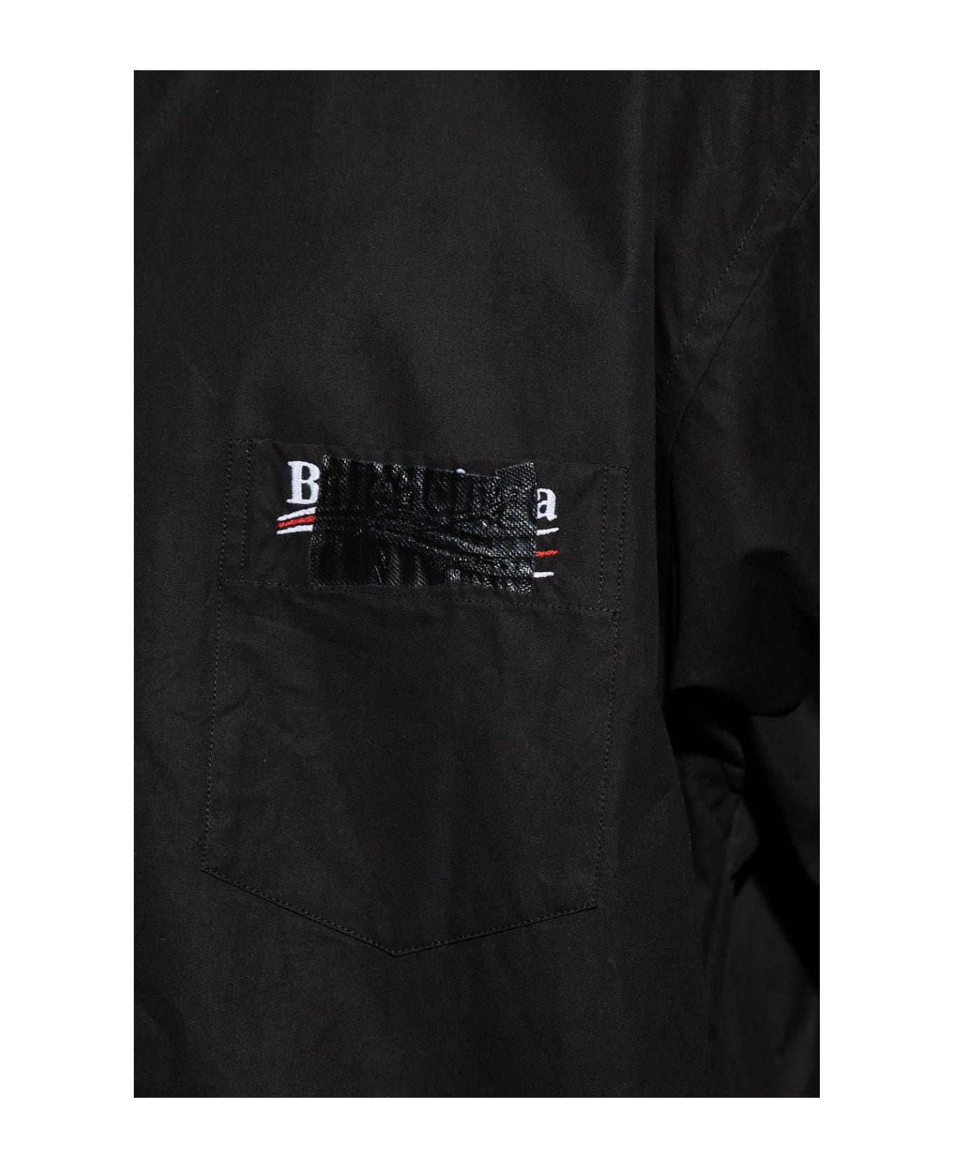 Balenciaga Logo Detailed Oversized Shirt - BLACK