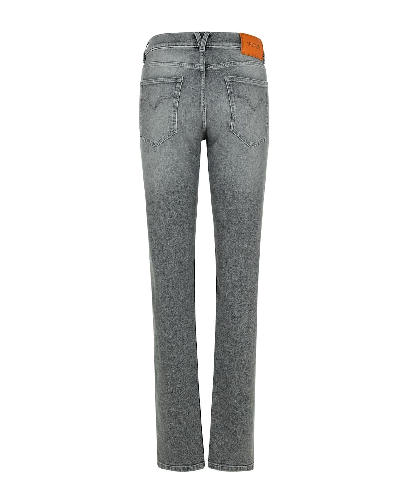 Versace Logo-patch Skinny Jeans - Grigio Medio