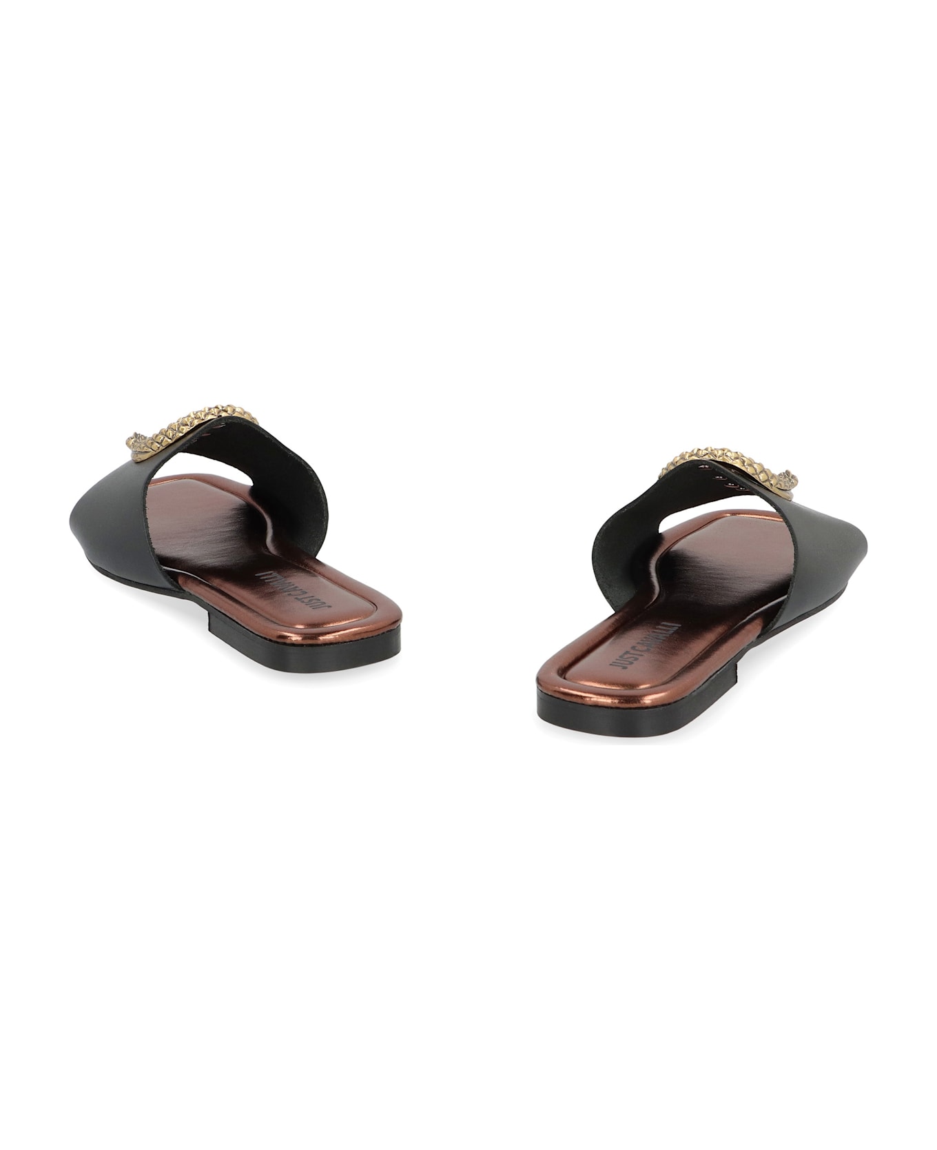 Just Cavalli Elisie Leather Slides - black