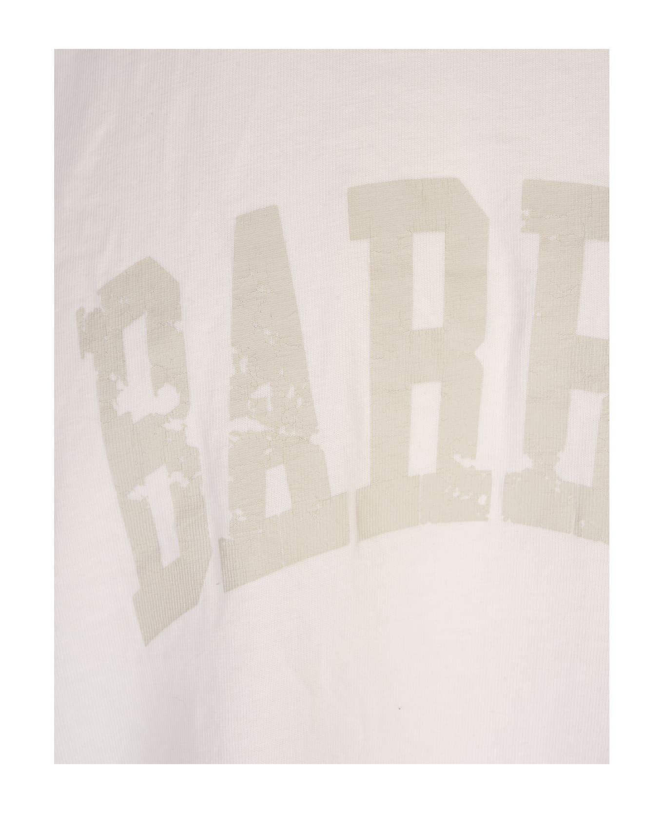 Barrow White T-shirt With Lettering And Graphic Print With Smile - White