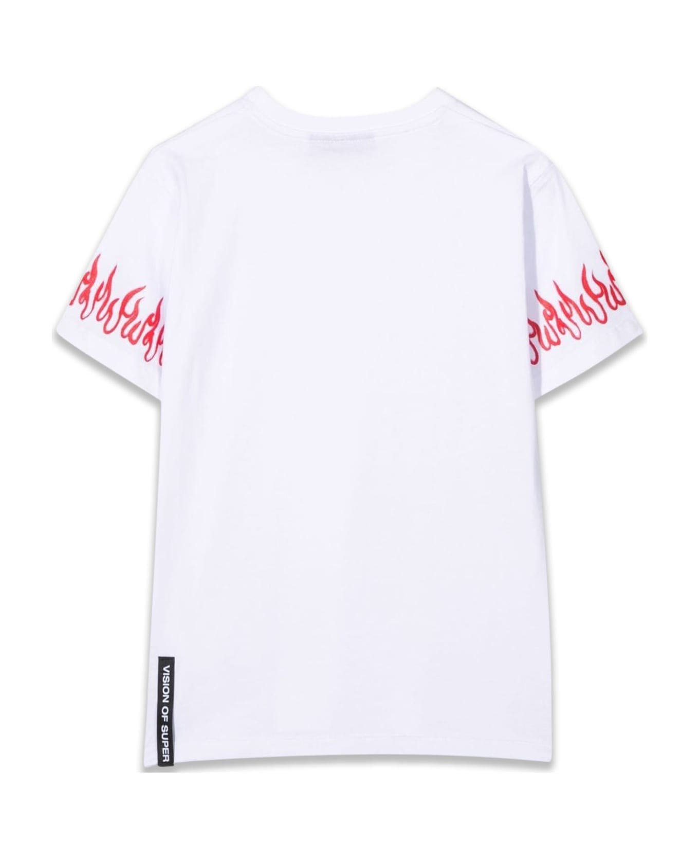 Vision of Super T-shirt With Red Spray Flames - BIANCO