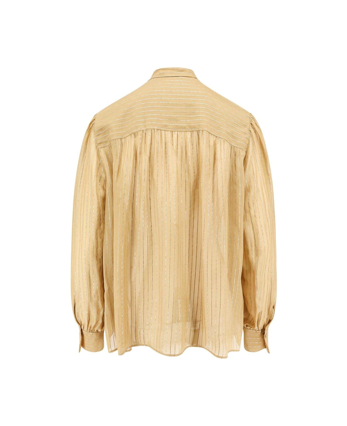 Chloé Tie-neck Striped Blouse - Beige