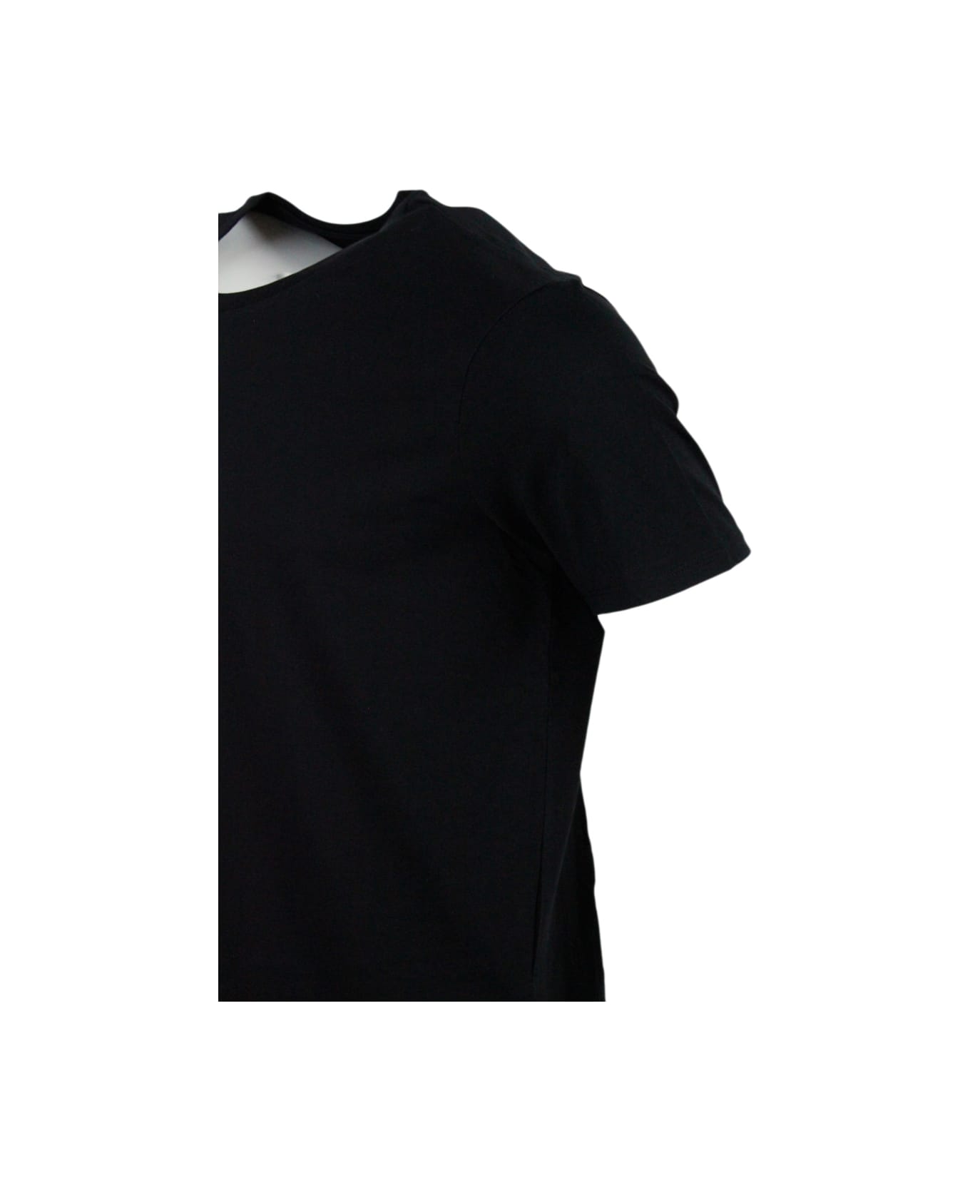 Armani Collezioni Short-sleeved Crew-neck T-shirt With Small Studded Logo On The Chest And Bottom - Blu シャツ
