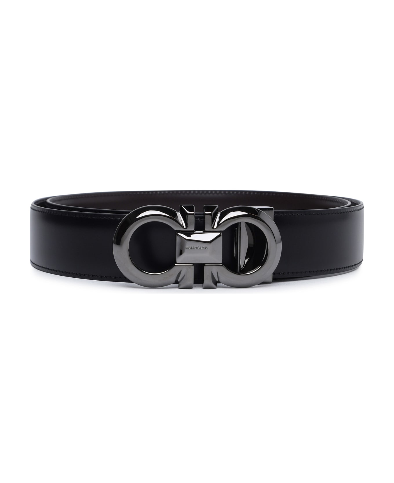 Ferragamo 'gancini' Black Calf Leather Belt - Black ベルト