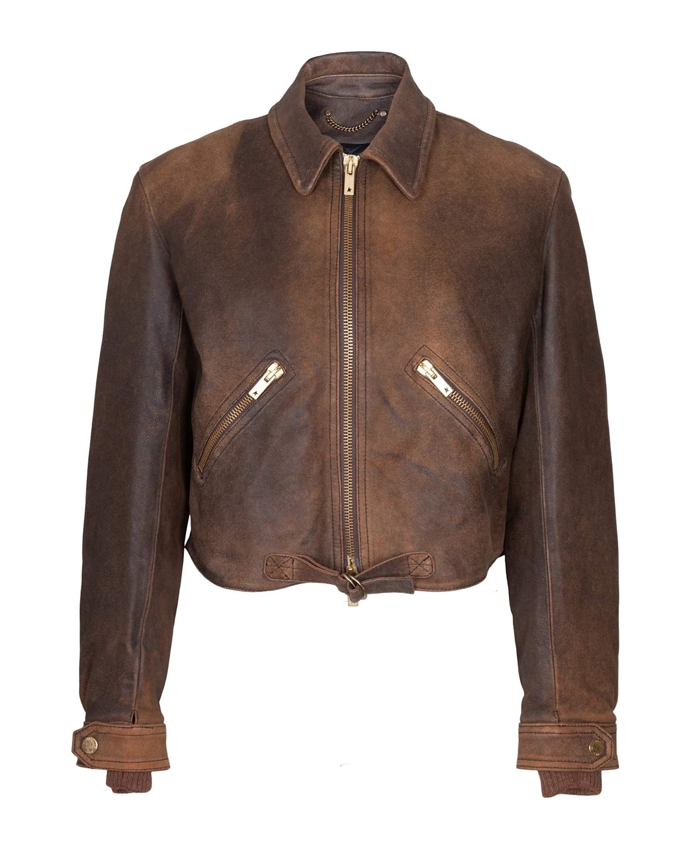 Golden Goose Journey Leather Jacket, Coffee Color - Dark