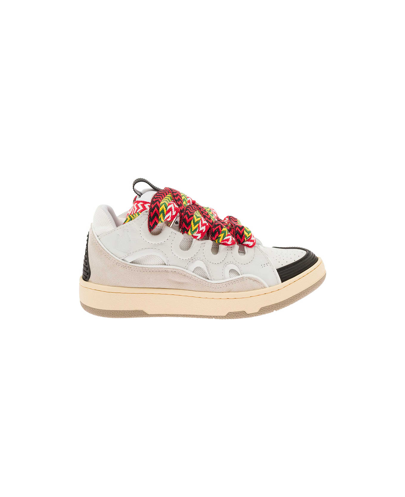 Lanvin Curb Leather Sneakers With Multicolor Laces Lanvin Woman - White