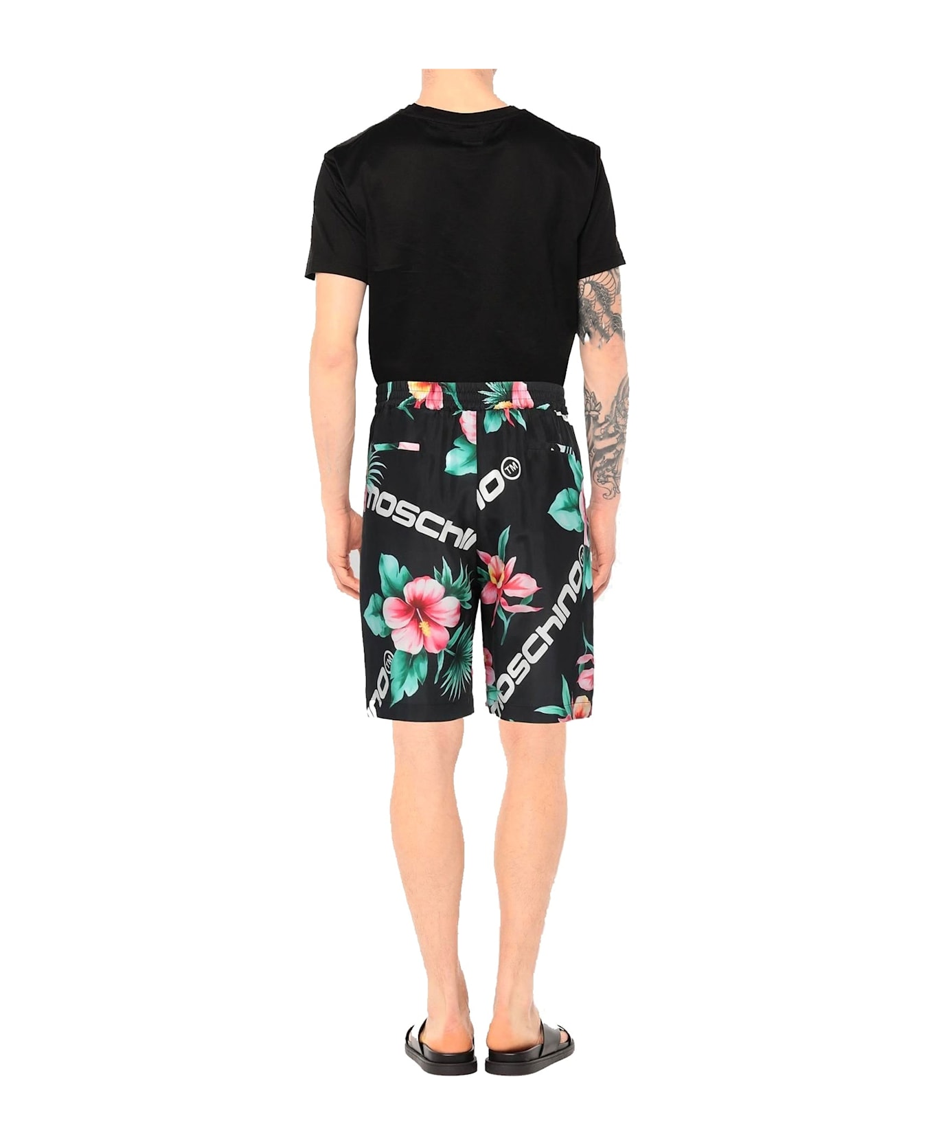 Moschino Floral Print Silk Shorts - Black