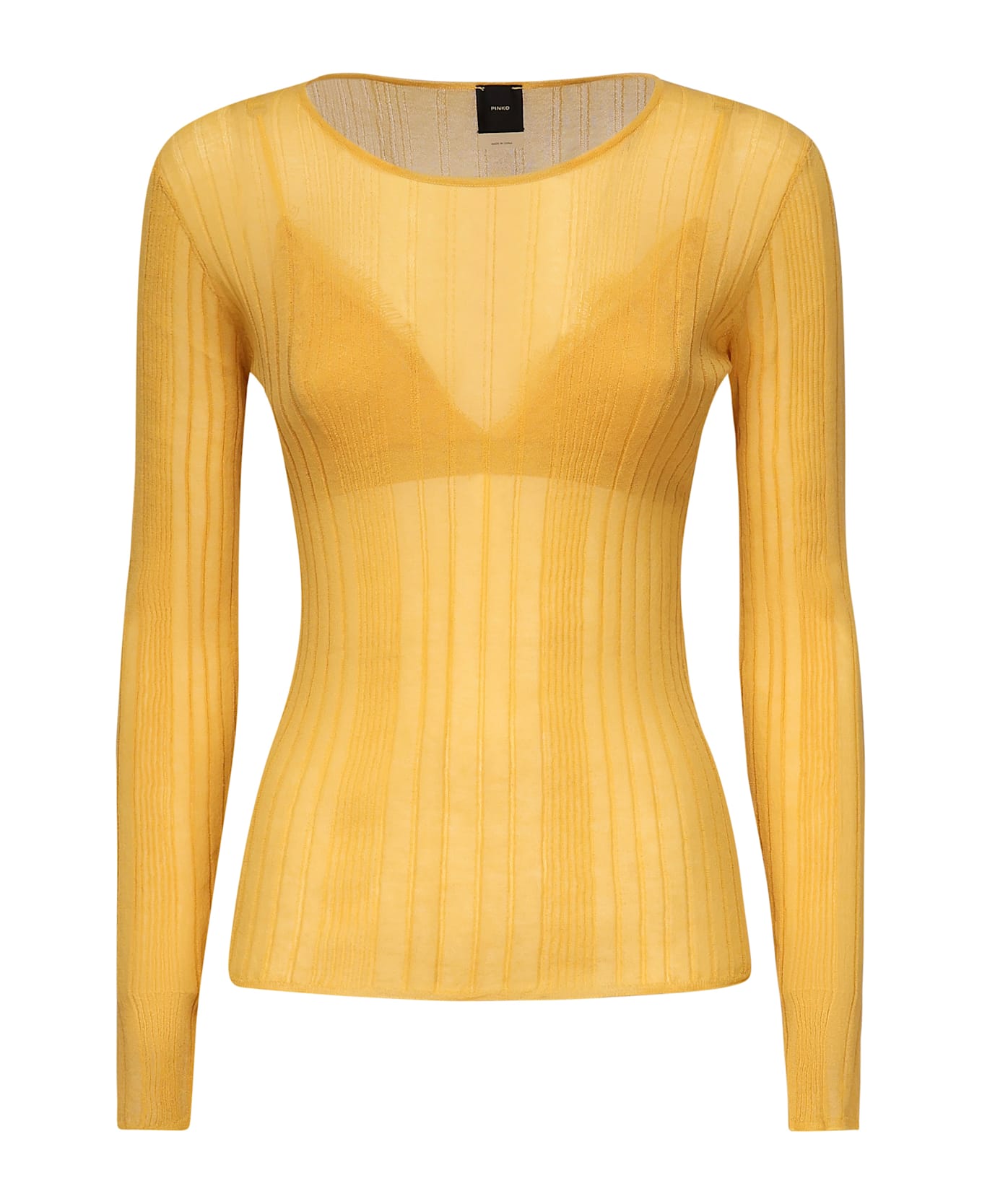 Pinko Semi-sheer Ribbed Sweater - Yellow
