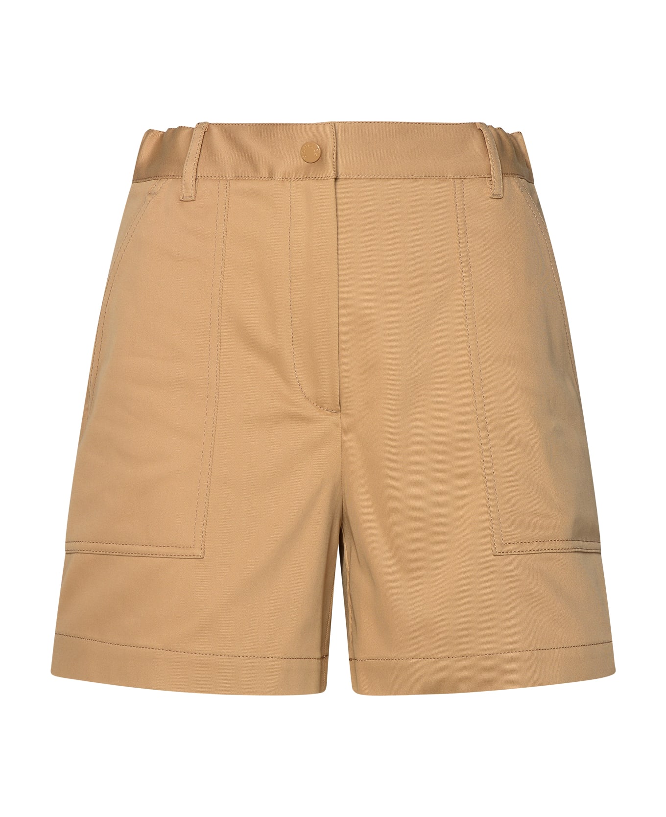 Moncler Beige Cotton Blend Shorts - Light Brown