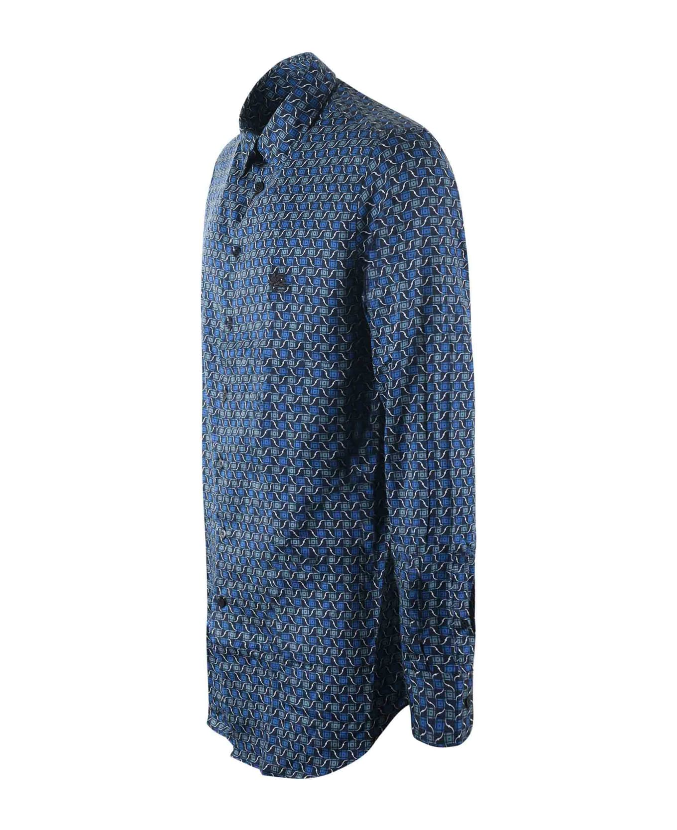 Etro All-over Patterned Long-sleeved Shirt Etro - Blu
