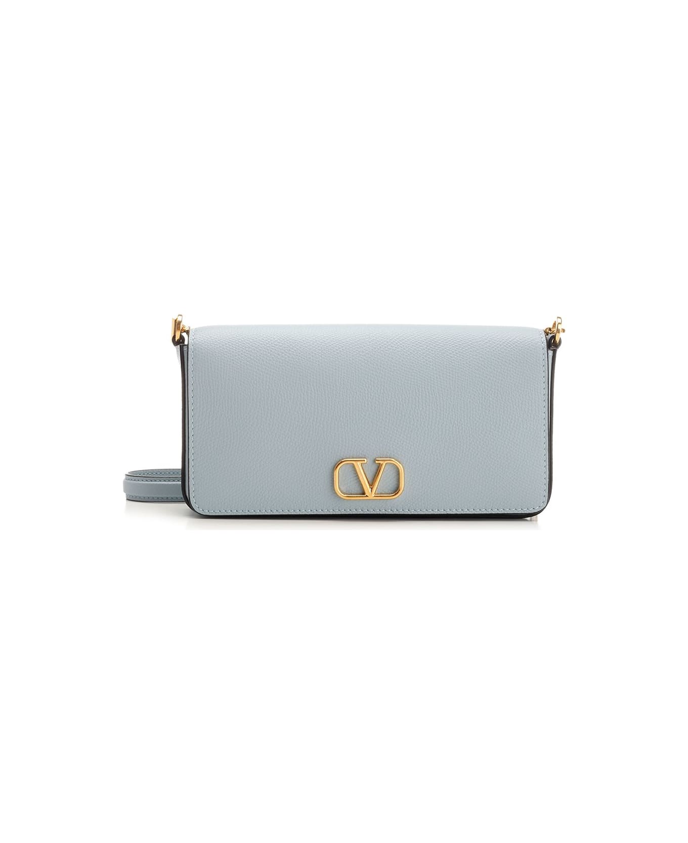 Valentino Garavani "vlogo Signature" Chain Wallet - Light blue