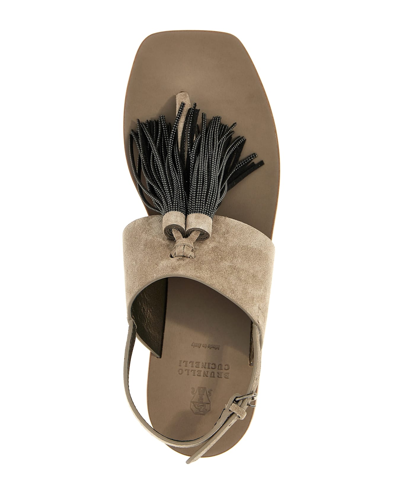 Brunello Cucinelli 'precious Tassels' Sandals - Gray