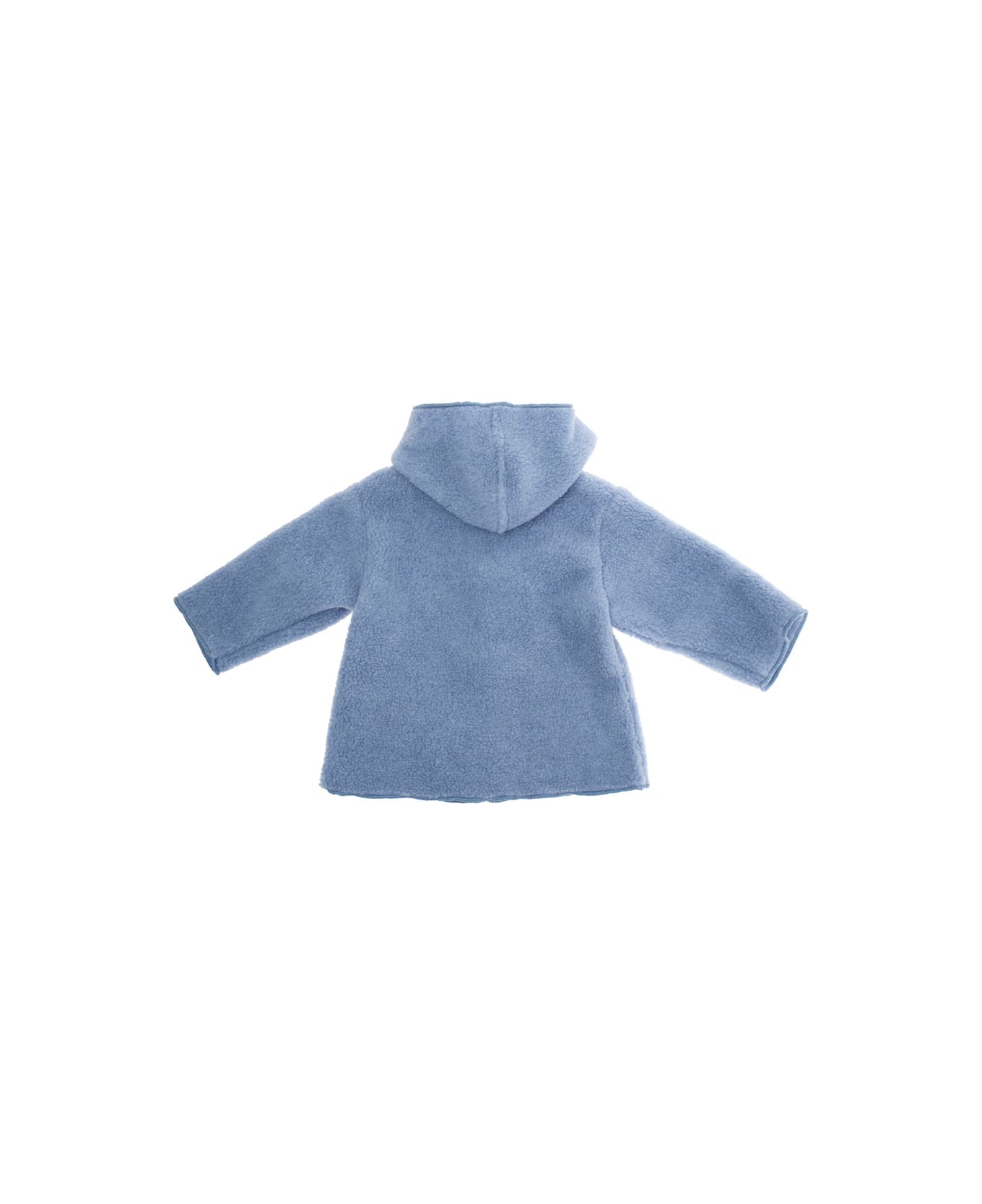 Il Gufo Blue Jacket With Fixed Hood And Logo Lettering Embroidery On The Sleeve In Tech Fabric Baby - Blu