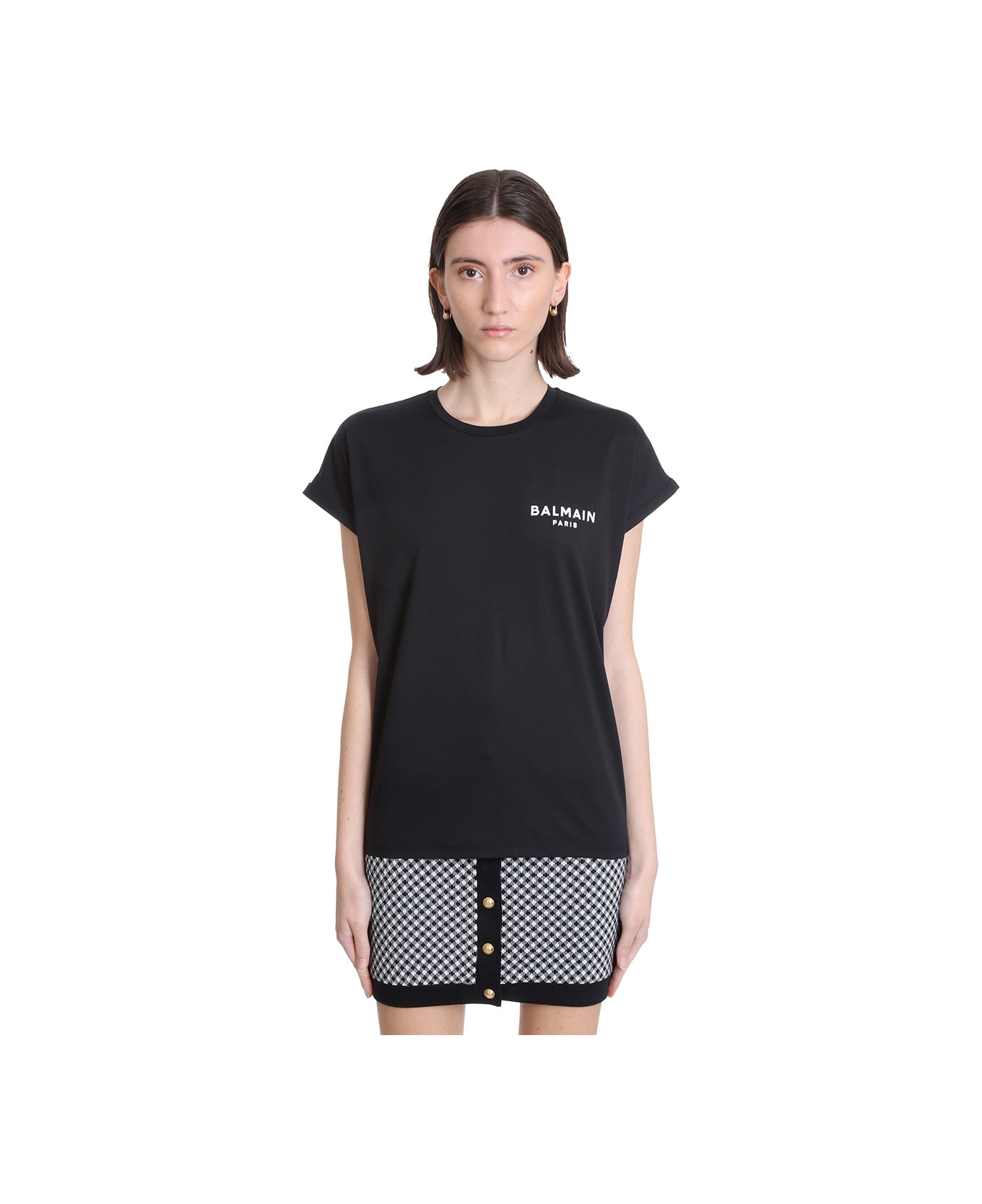 Balmain T-shirt In Black Cotton - Nero/bianco Tシャツ