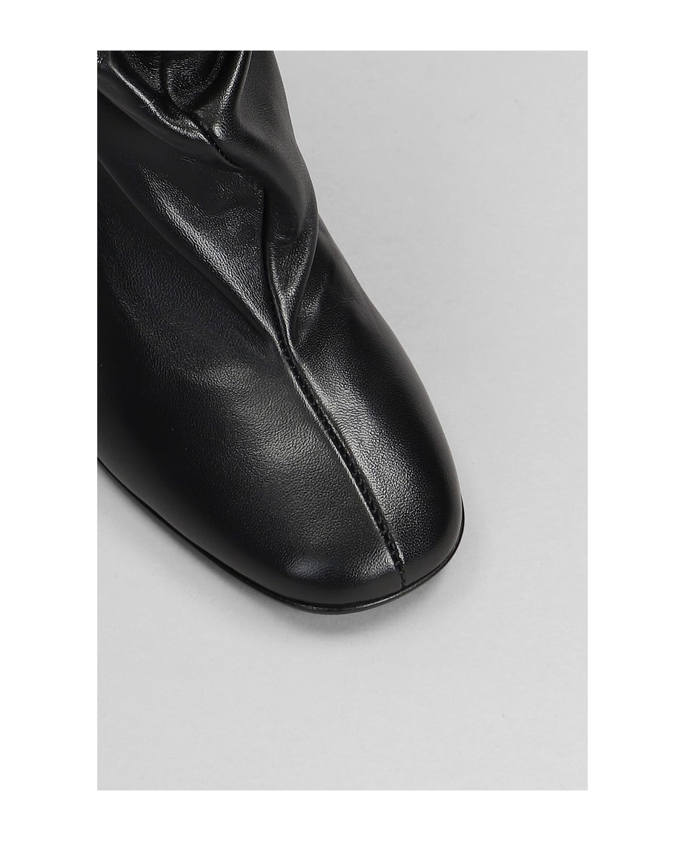 Strategia High Heels Ankle Boots In Black Leather - black