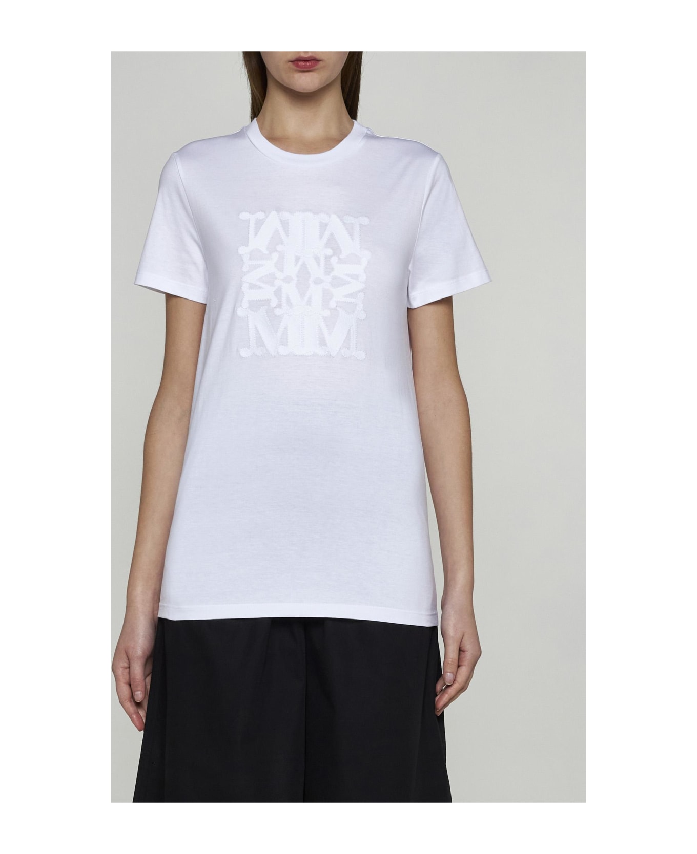 Max Mara Taverna Logo Cotton T-shirt - WHITE Tシャツ