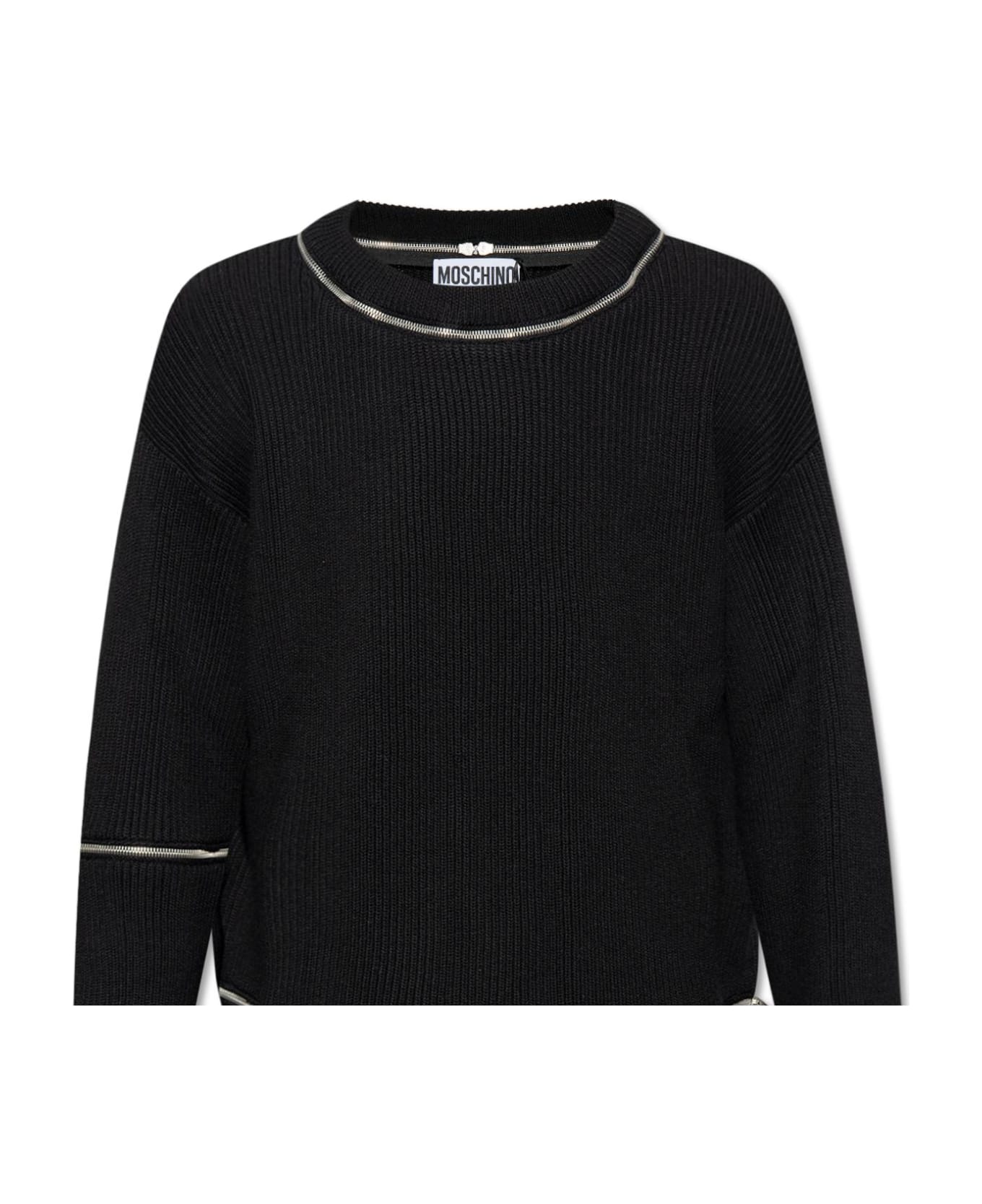 Moschino Wool Sweater With Zips - Black ニットウェア