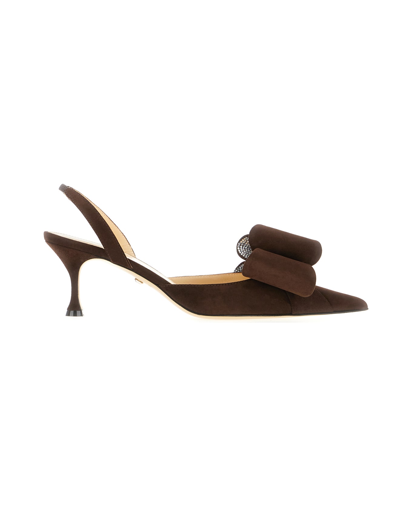 Mach & Mach Chocolate Suede Leather Le Cadeau Pumps - DARK BROWN