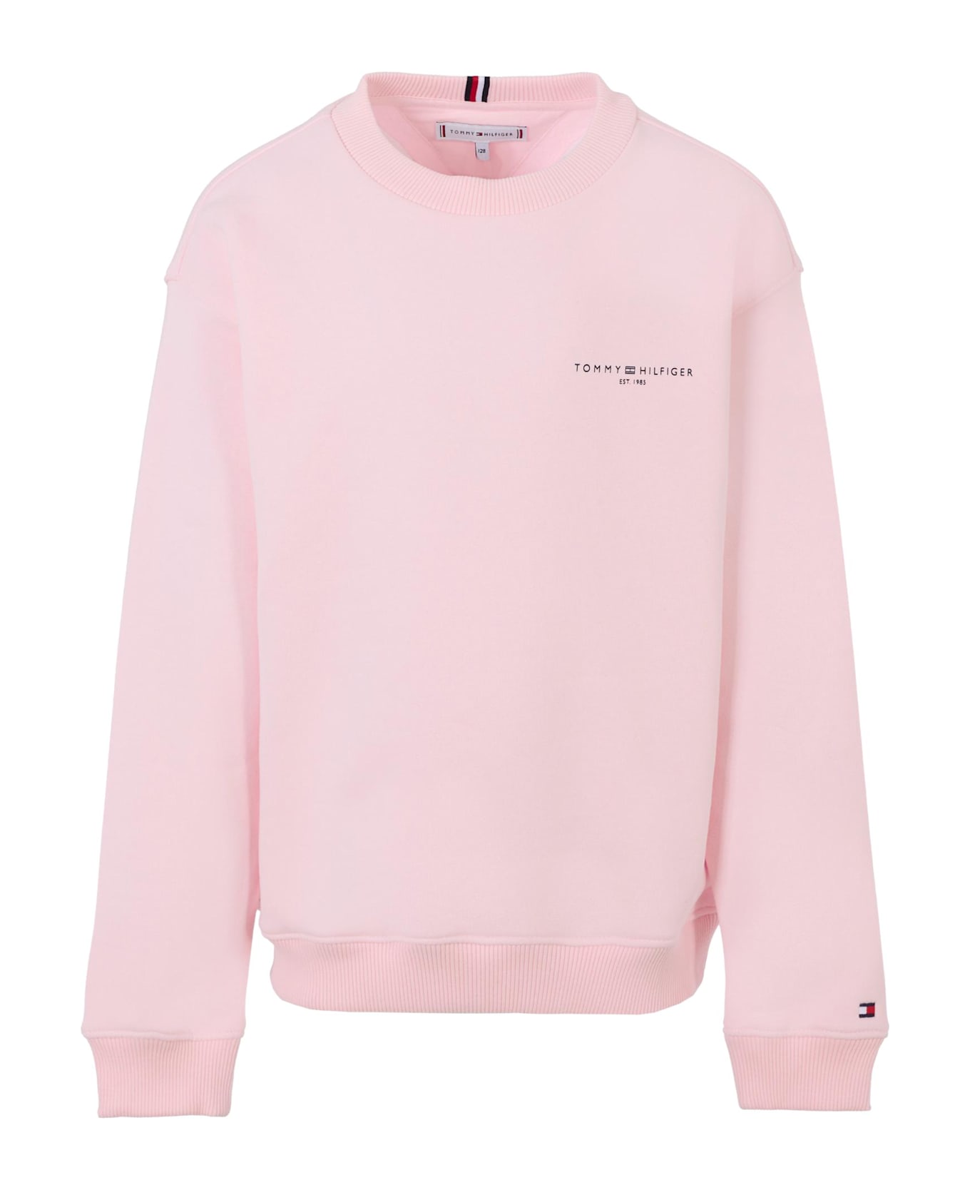 Tommy Hilfiger Pink Sweatshirt For Girl With Black Logo - Pink