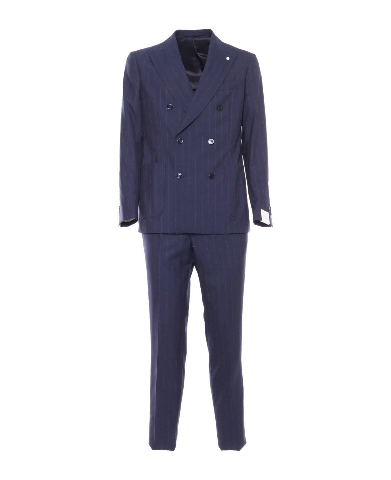 Luigi Bianchi Mantova Blue Pinstripe Suit - BLUE ボトムス