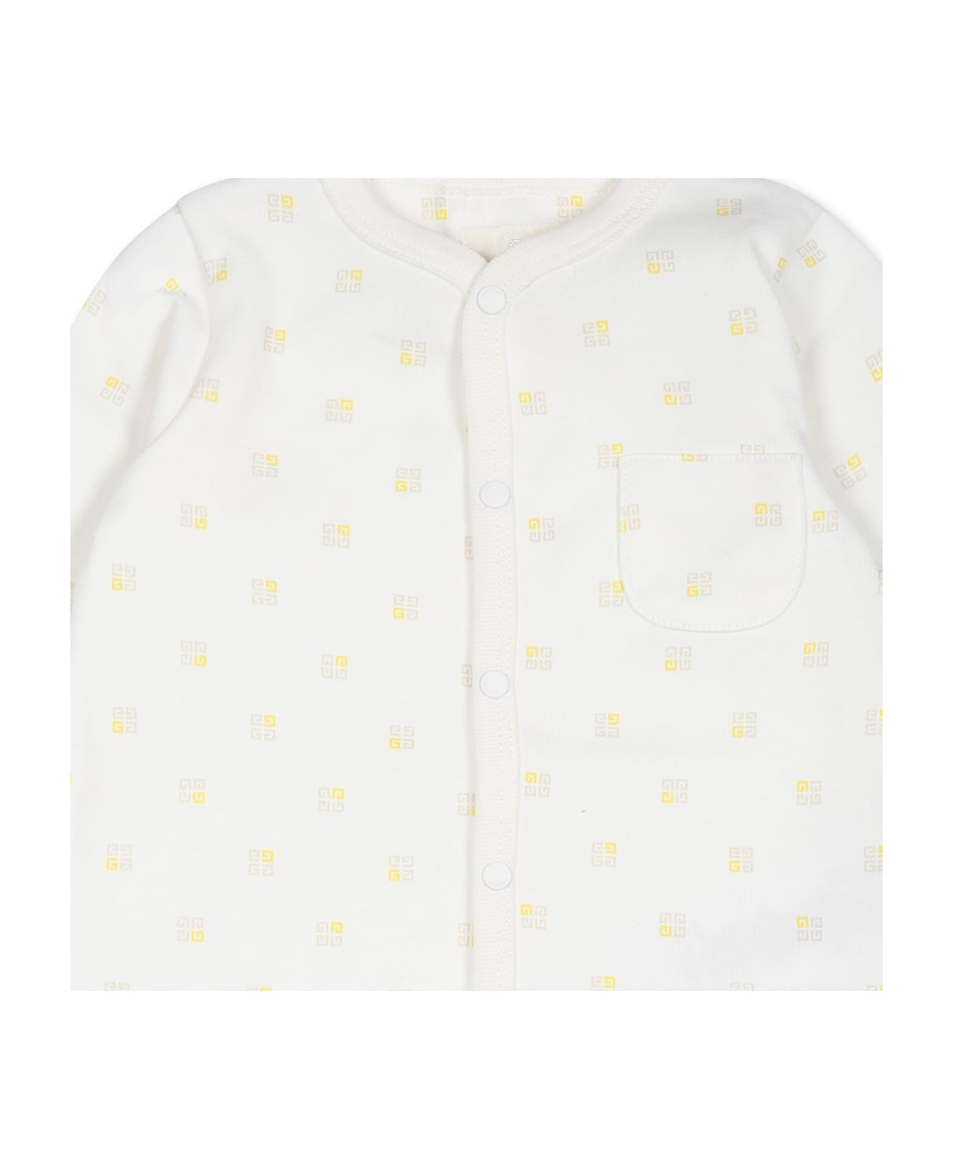 Givenchy Ivory Babygrow For Babykids With 4g Motif - Ivory