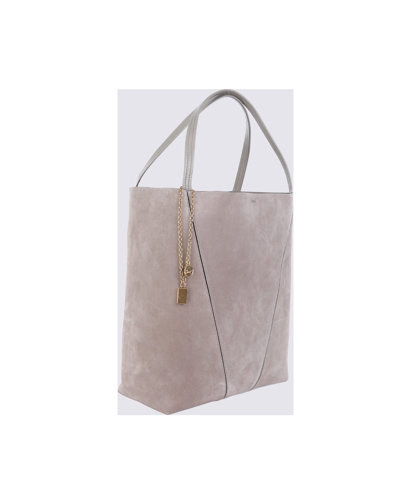 Chloé Motly Grey Suede Spin Tote Bag - Grey