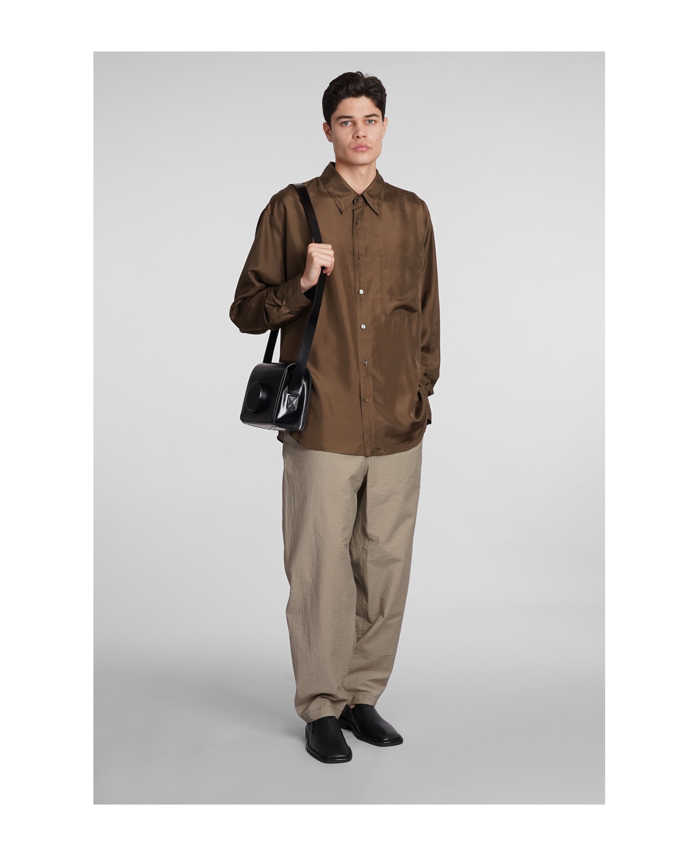 Lemaire Brown Silk Shirt - DARTOB